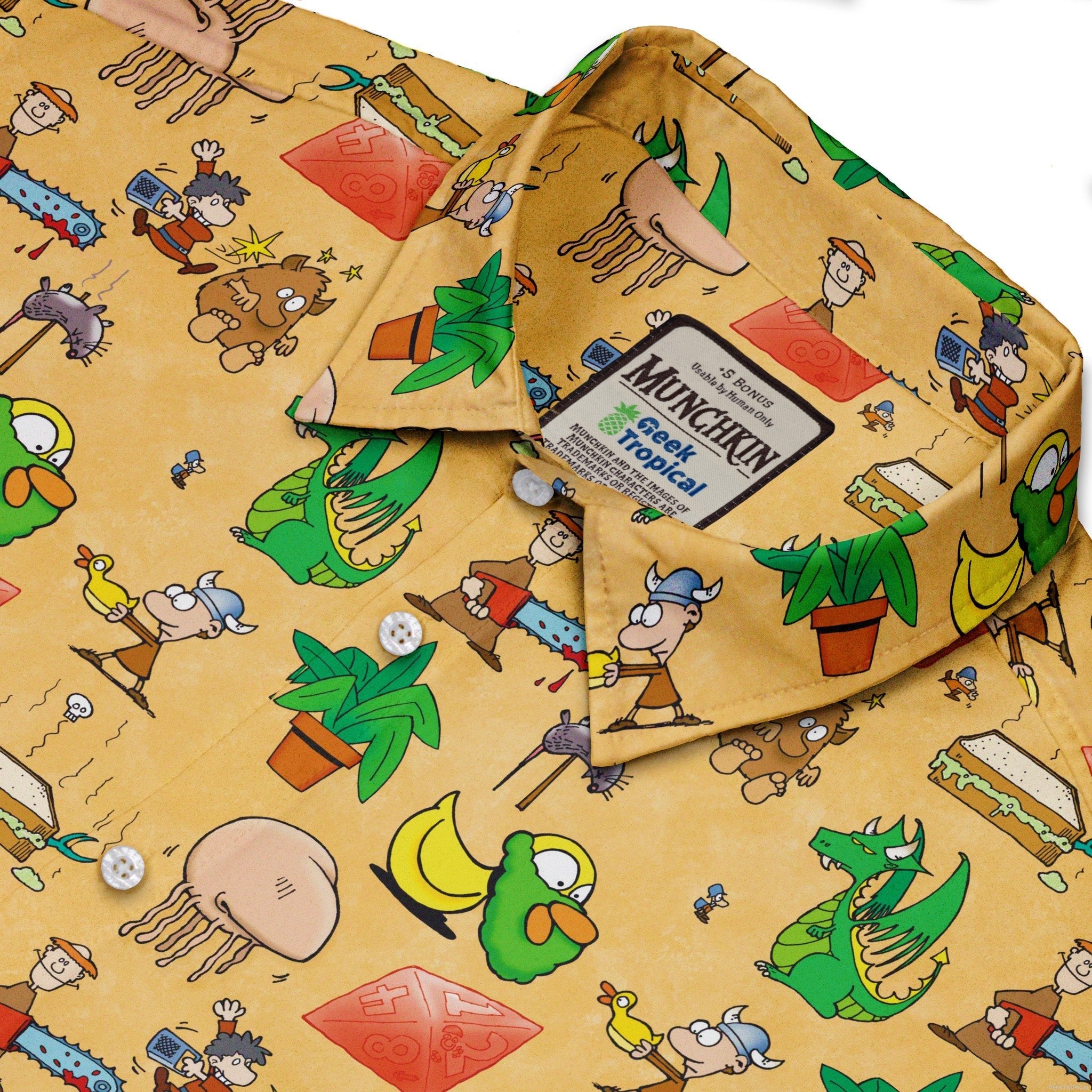 Munchkin Mayhem Button Up Shirt - board game print - Designs by Nathan - Munchkin print