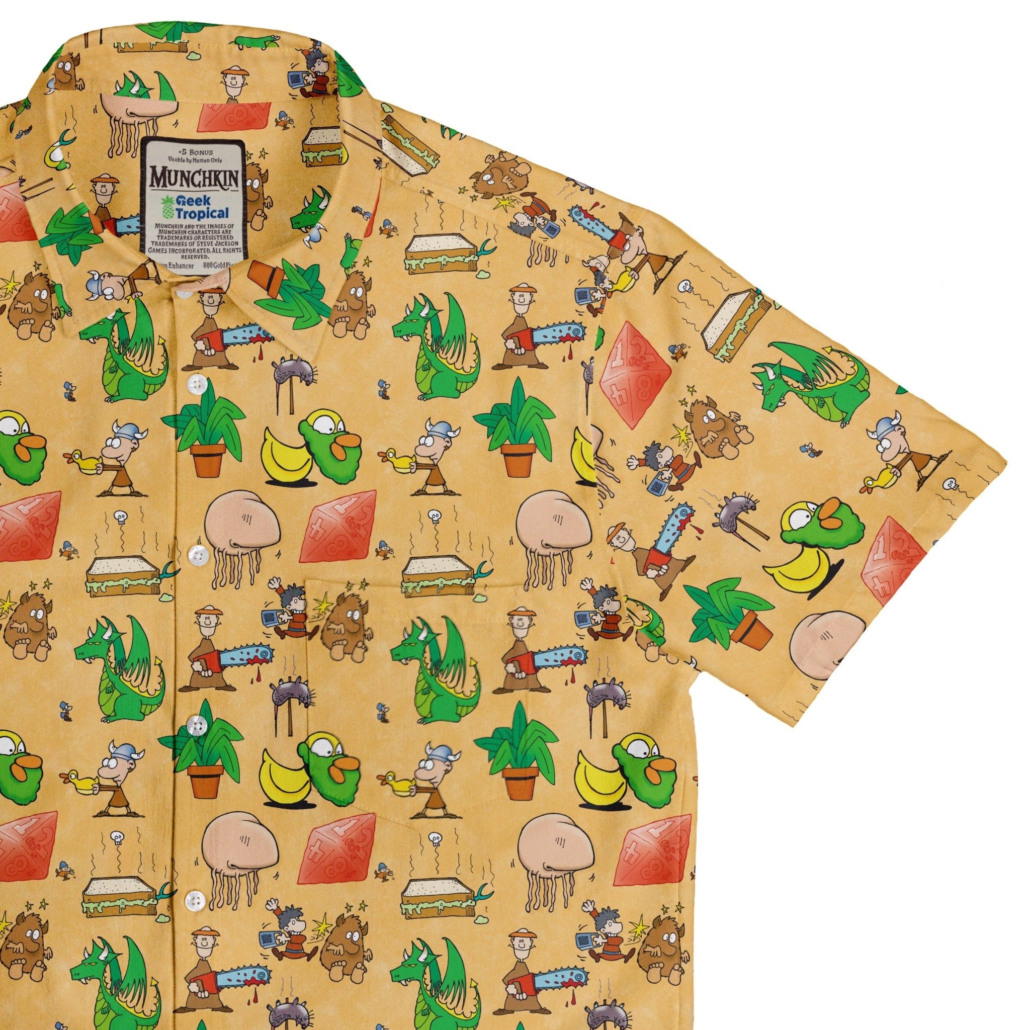 Munchkin Mayhem Button Up Shirt - board game print - Designs by Nathan - Munchkin print