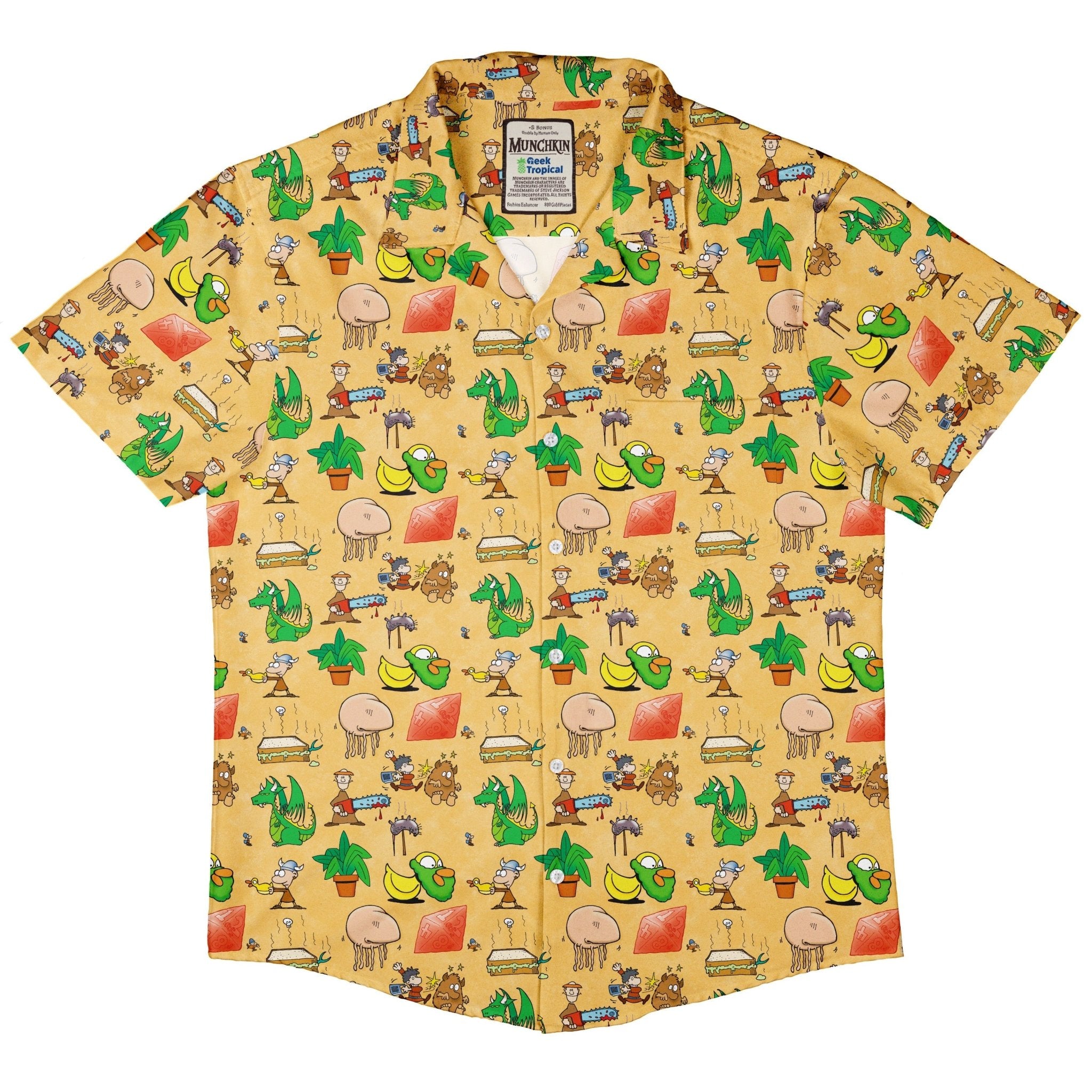 Munchkin Mayhem Button Up Shirt - board game print - Designs by Nathan - Munchkin print