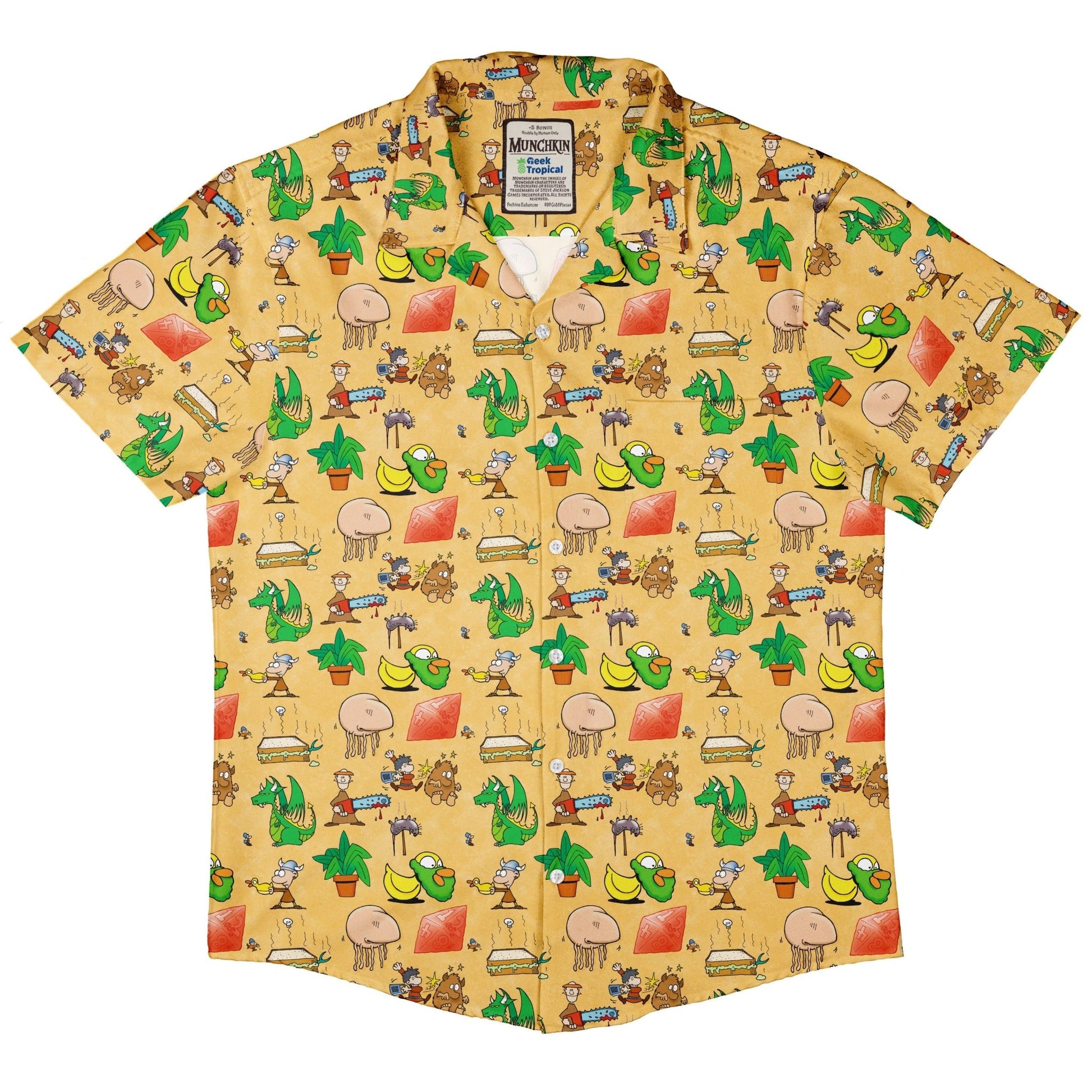 Munchkin Mayhem Button Up Shirt - board game print - Designs by Nathan - Munchkin print