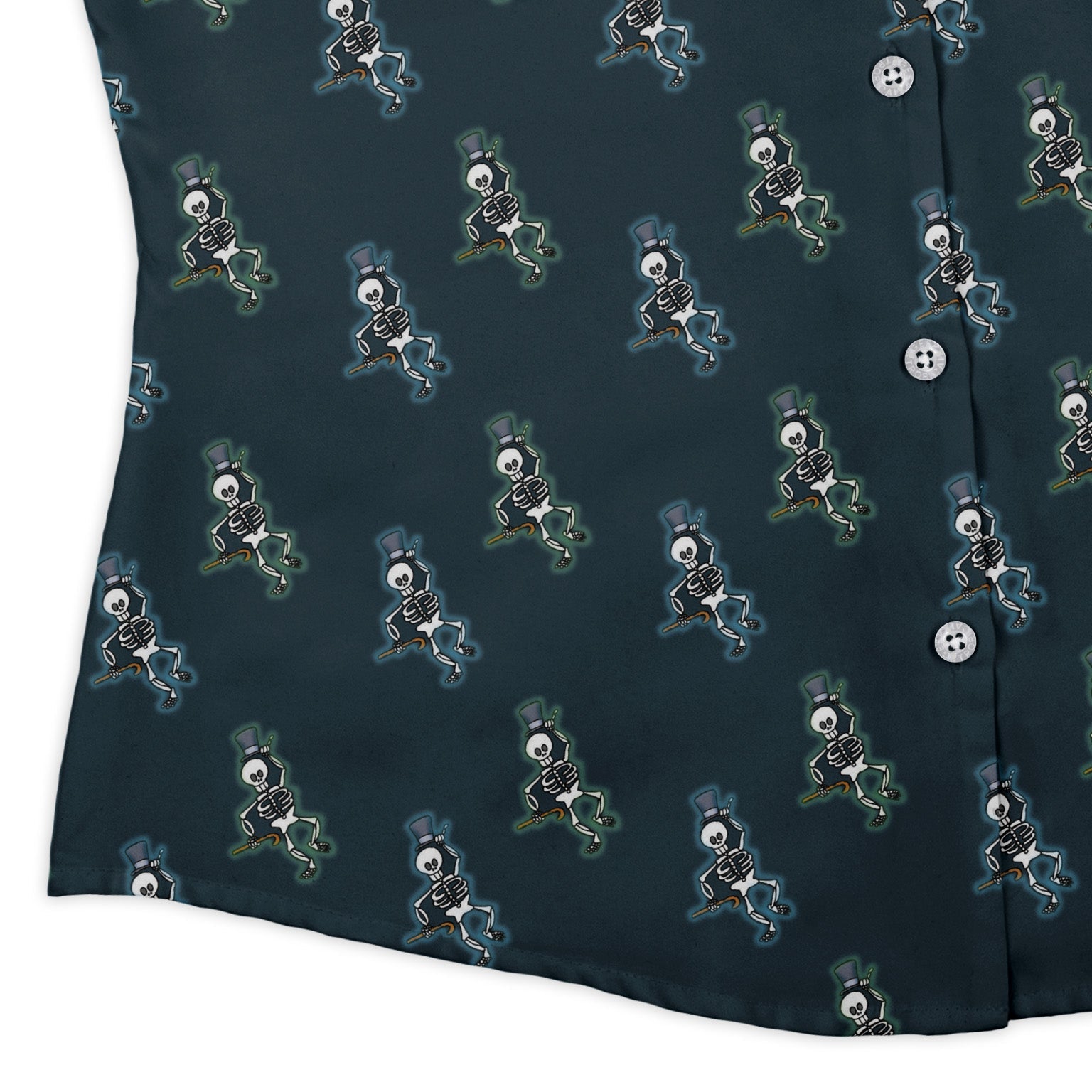 Munchkin Mr Bones Halo Highlight Curvy Button Up Shirt Geek Nerd women