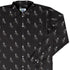 Munchkin Mr. Bones Plain Black Long Sleeve Button Up Shirt Geek Nerd board game print Design by Heather Davenport FLOW DESC WRITING