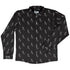 Munchkin Mr. Bones Plain Black Long Sleeve Button Up Shirt Geek Nerd board game print Design by Heather Davenport FLOW DESC WRITING