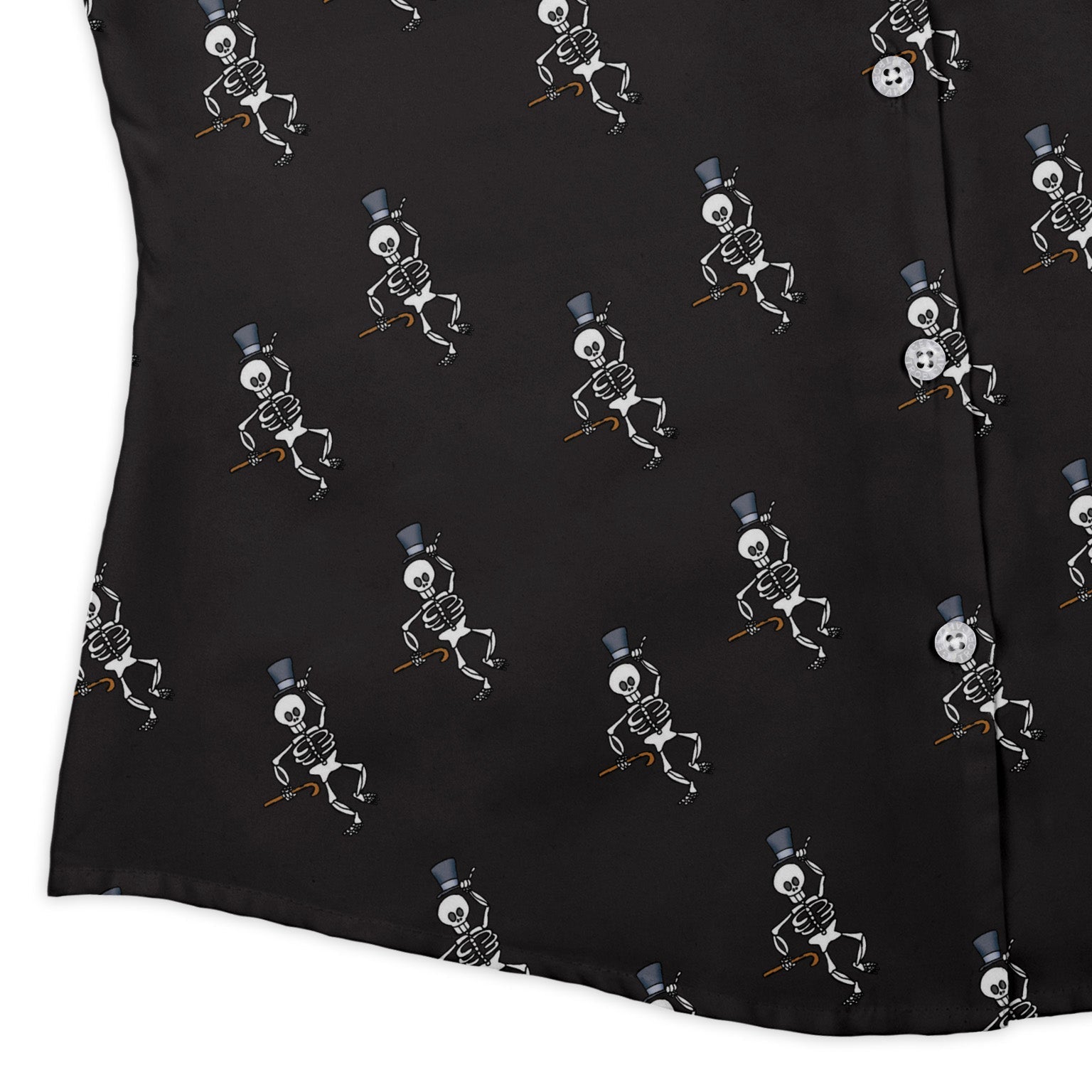 Munchkin Mr Bones Plain Black Curvy Button Up Shirt Geek Nerd women