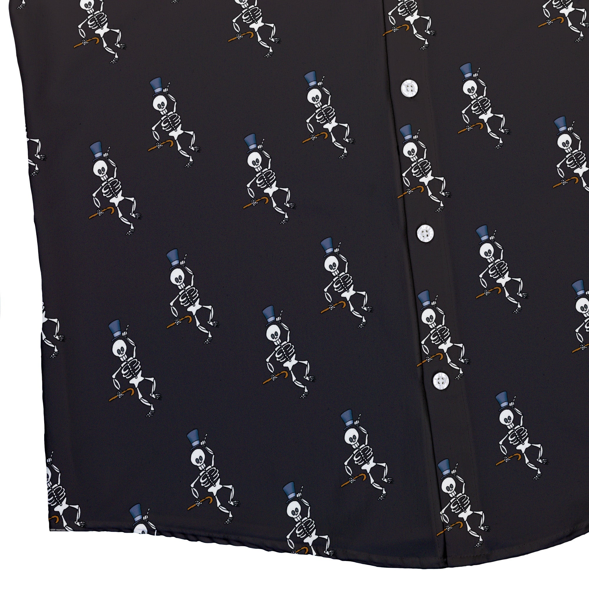 Munchkin Mr. Bones Plain Black Button Up Shirt - board game print - Design by Heather Davenport - Munchkin print