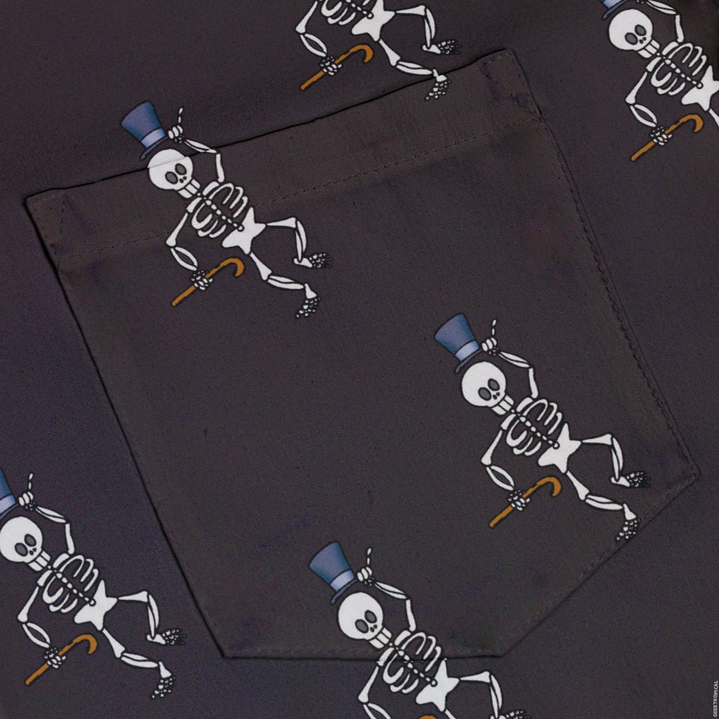 Munchkin Mr. Bones Plain Black Button Up Shirt - board game print - Design by Heather Davenport - Munchkin print