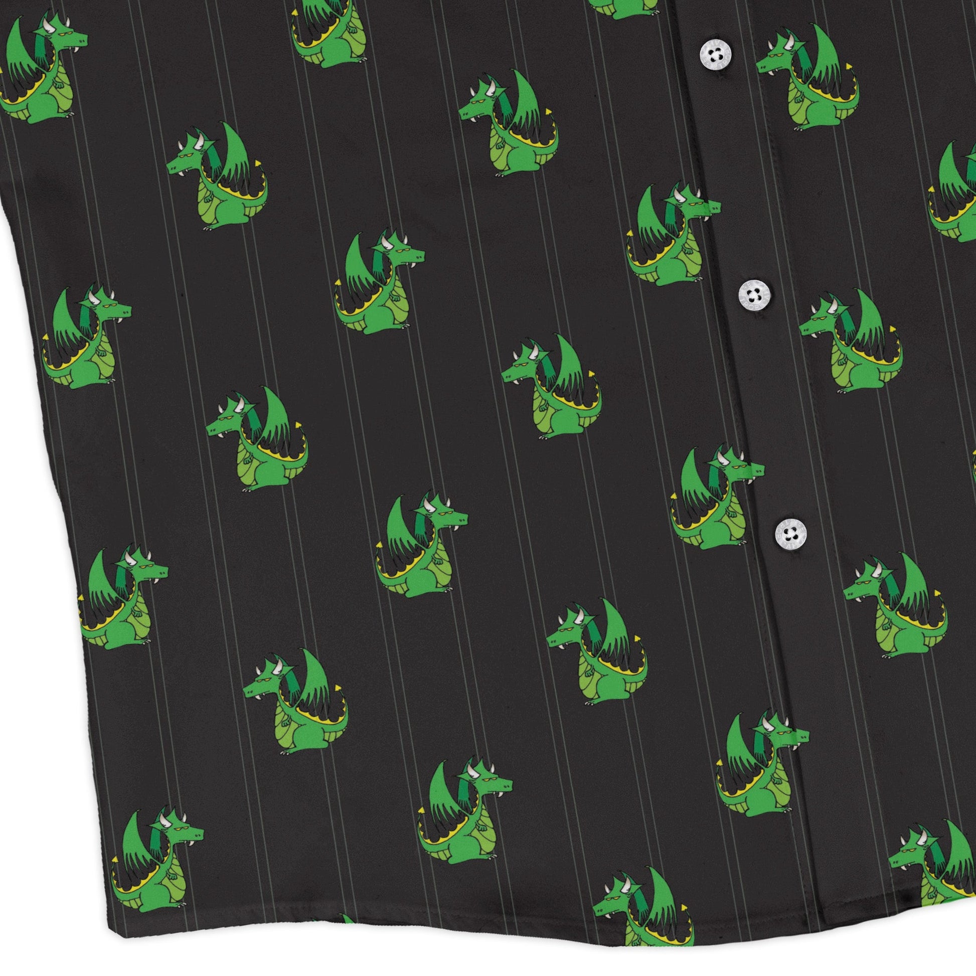 Munchkin Plutonium Dragon Long Sleeve Button Up Shirt Geek Nerd board game print Design by Heather Davenport FLOW DESC WRITING