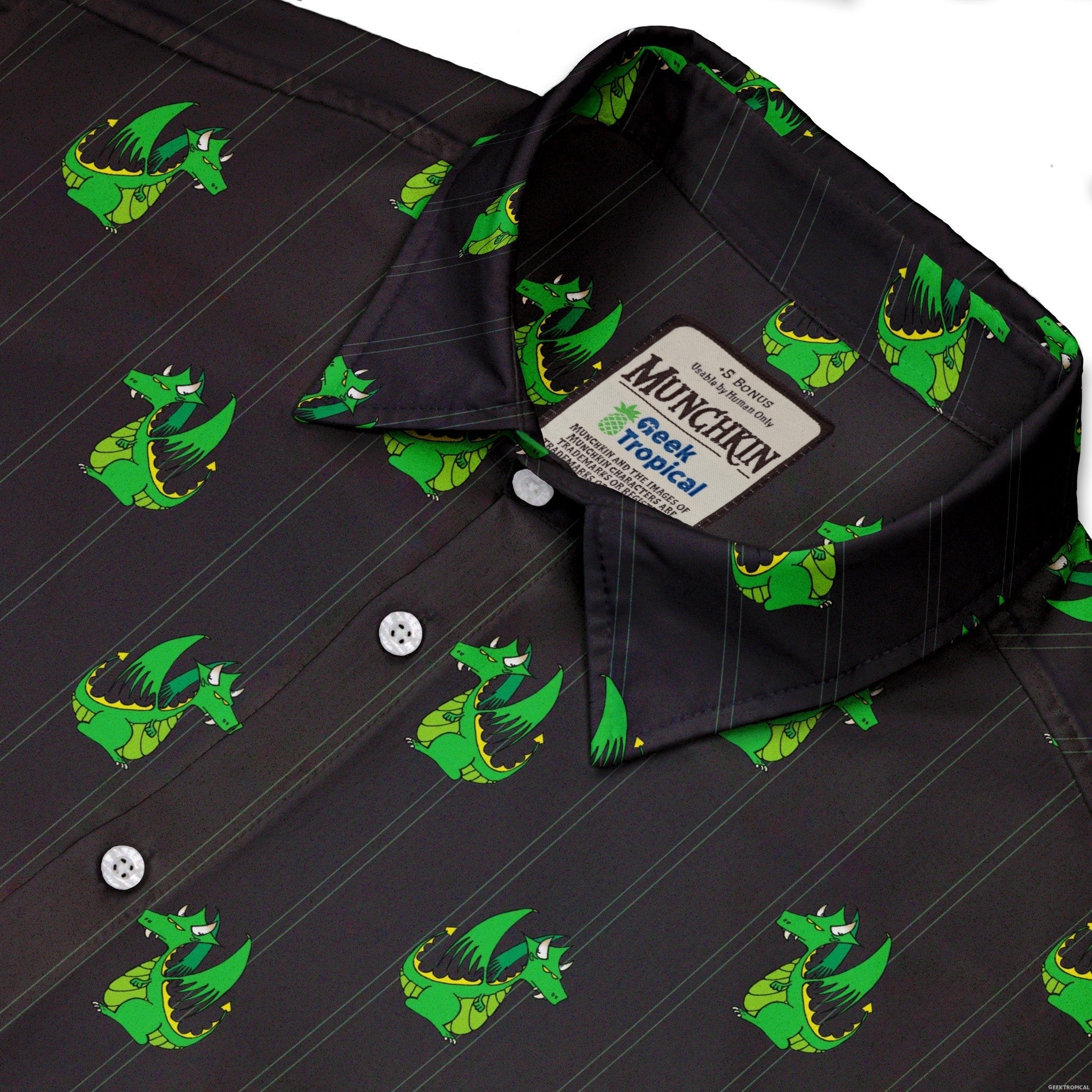 Ready-to-Ship Munchkin Plutonium Dragon Button Up Shirt - board game print - Design by Heather Davenport - Munchkin print