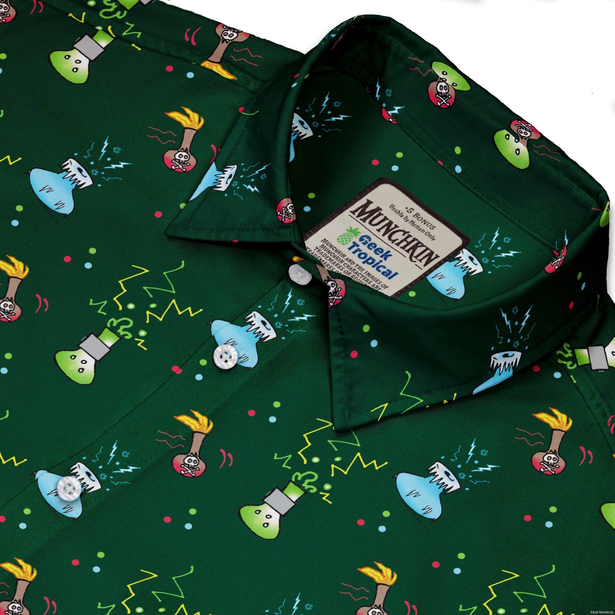 Munchkin Potions Button Up Shirt - board game print - Design by Heather Davenport - Munchkin print