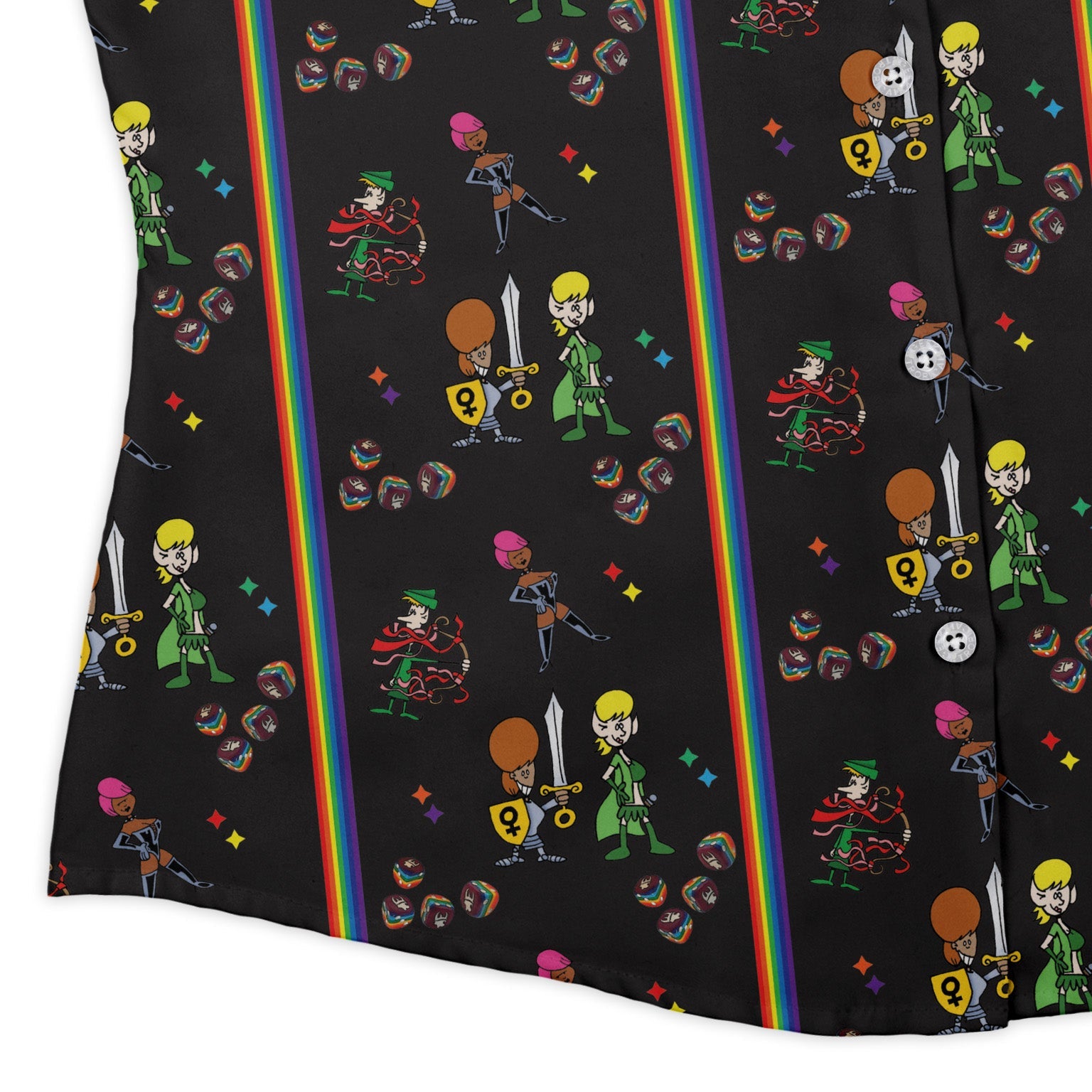 Munchkin Pride Curvy Button Up Shirt Geek Nerd women