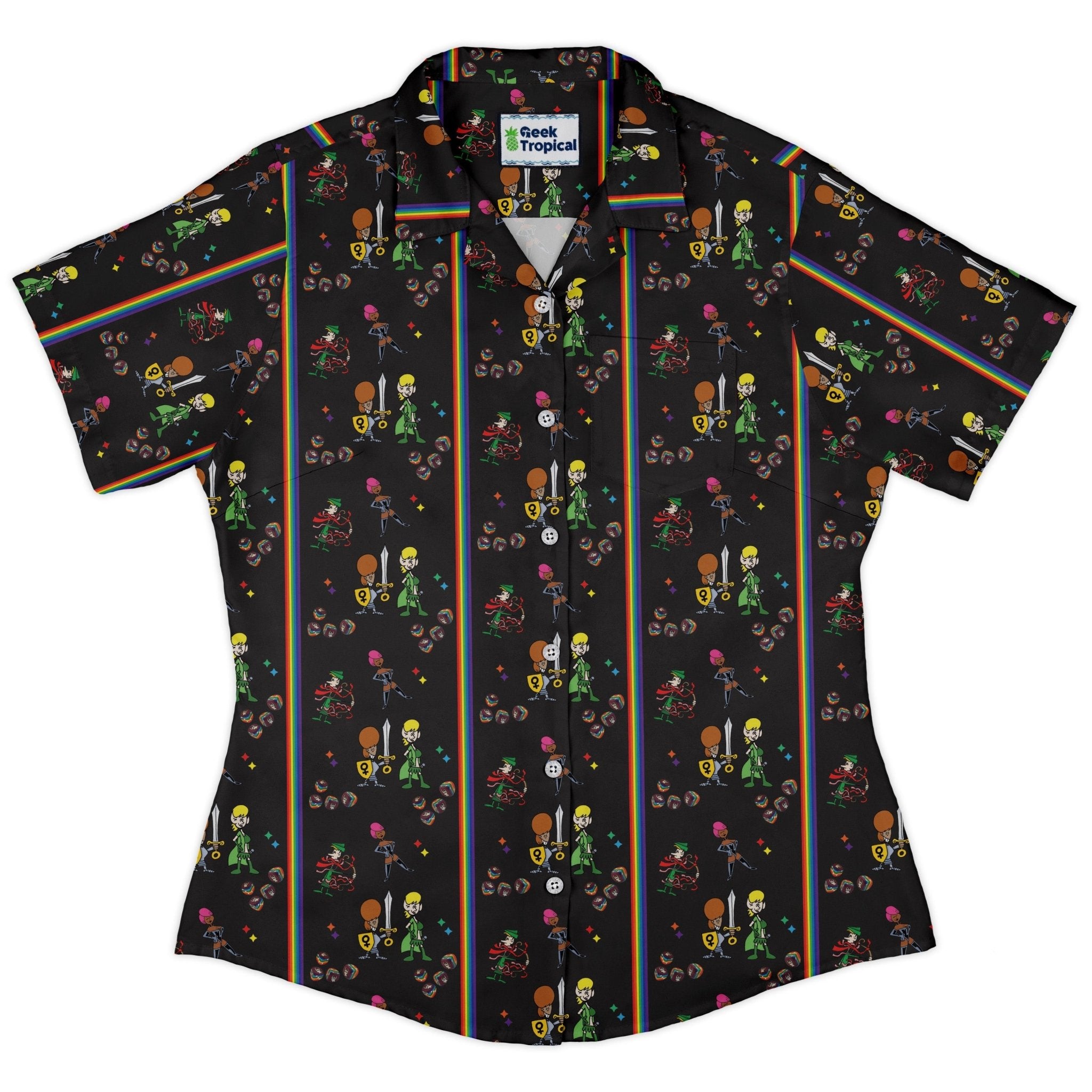Munchkin Pride Curvy Button Up Shirt Geek Nerd women