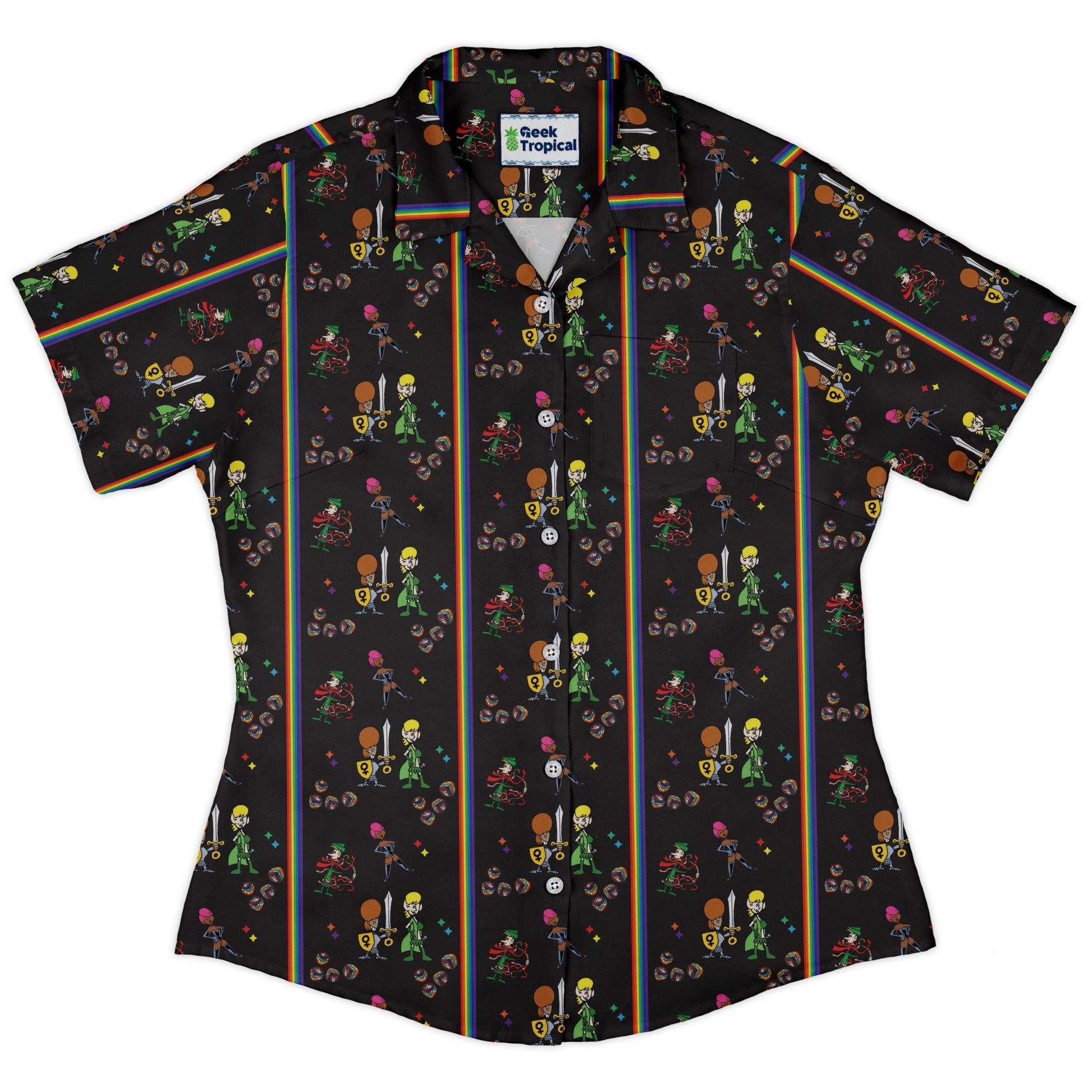 Munchkin Pride Curvy Button Up Shirt Geek Nerd women