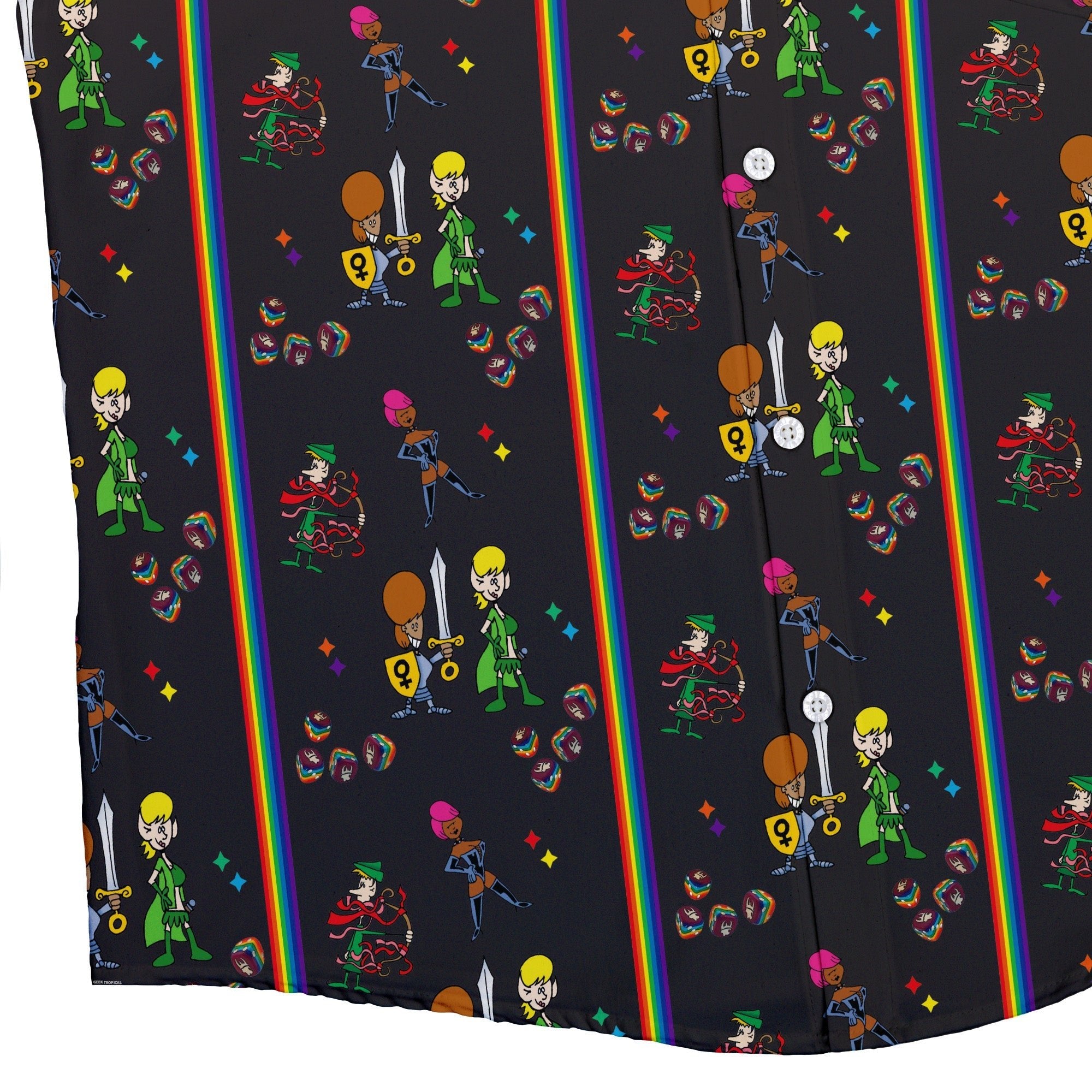 Munchkin Pride Button Up Shirt - board game print - Design by Heather Davenport - Munchkin print