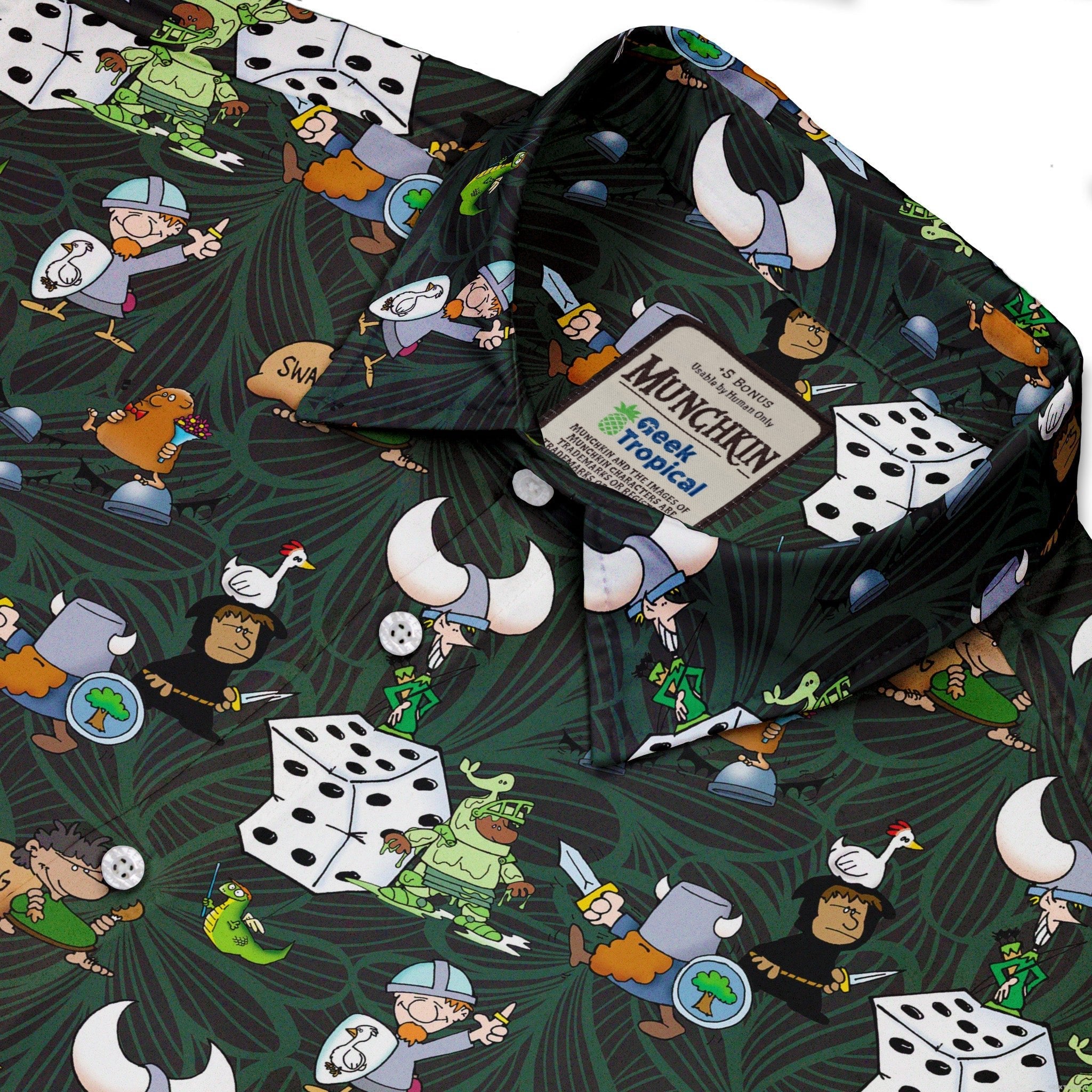 Munchkin Quirky Treasures Button Up Shirt - board game print - Design by Dunking Toast - Munchkin print