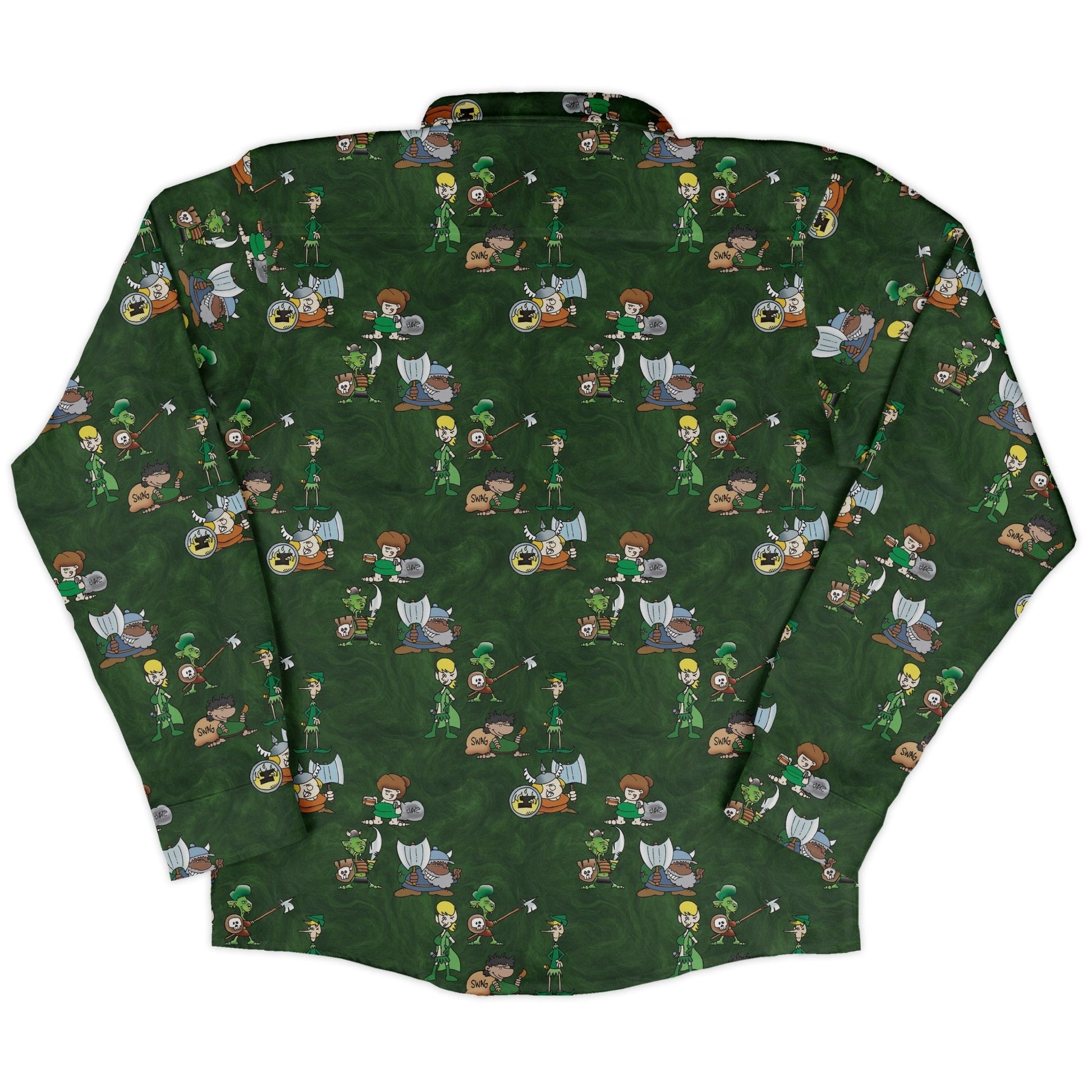 Munchkin Races Long Sleeve Button Up Shirt Geek Nerd board game print Designs by Nathan FLOW DESC WRITING