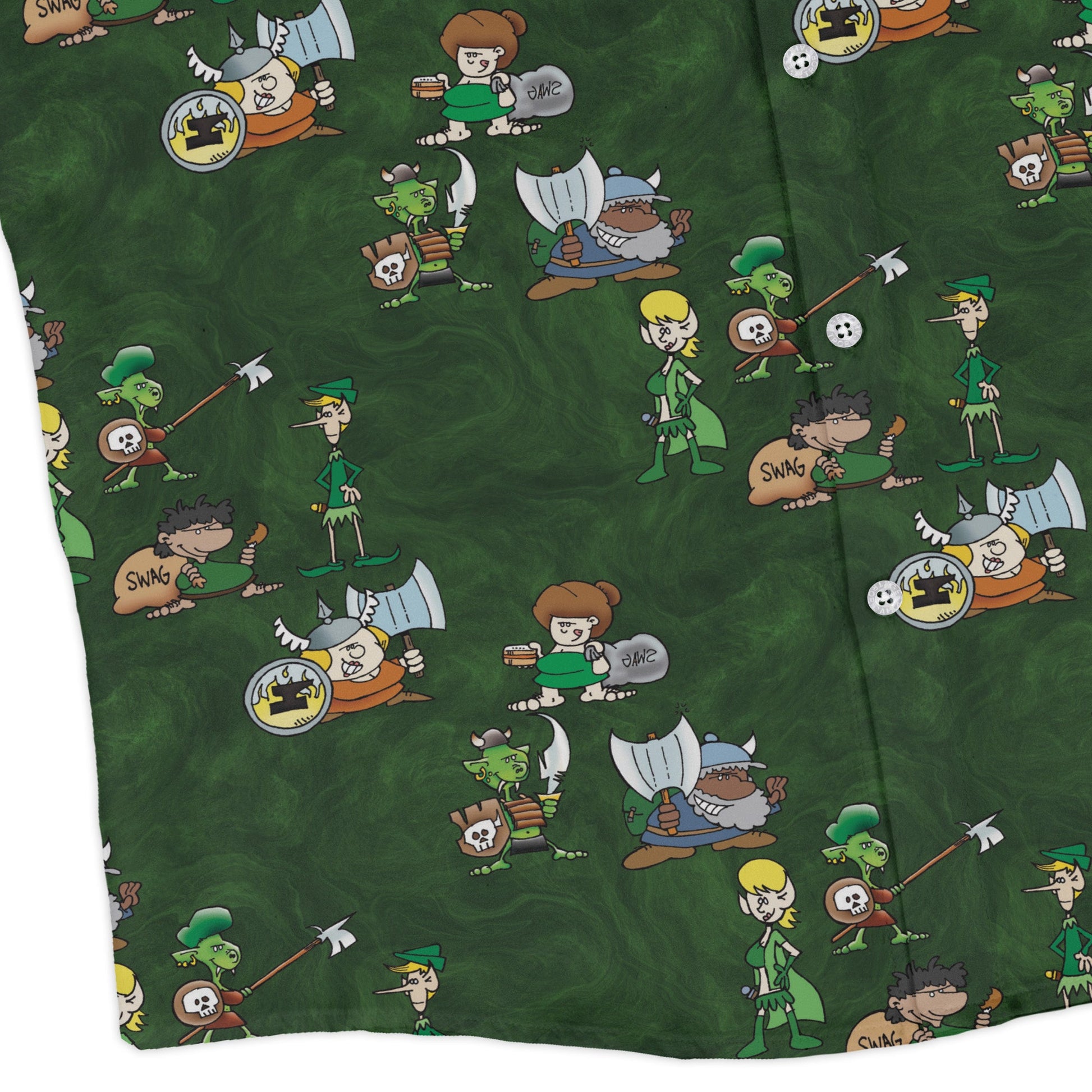 Munchkin Races Long Sleeve Button Up Shirt Geek Nerd board game print Designs by Nathan FLOW DESC WRITING