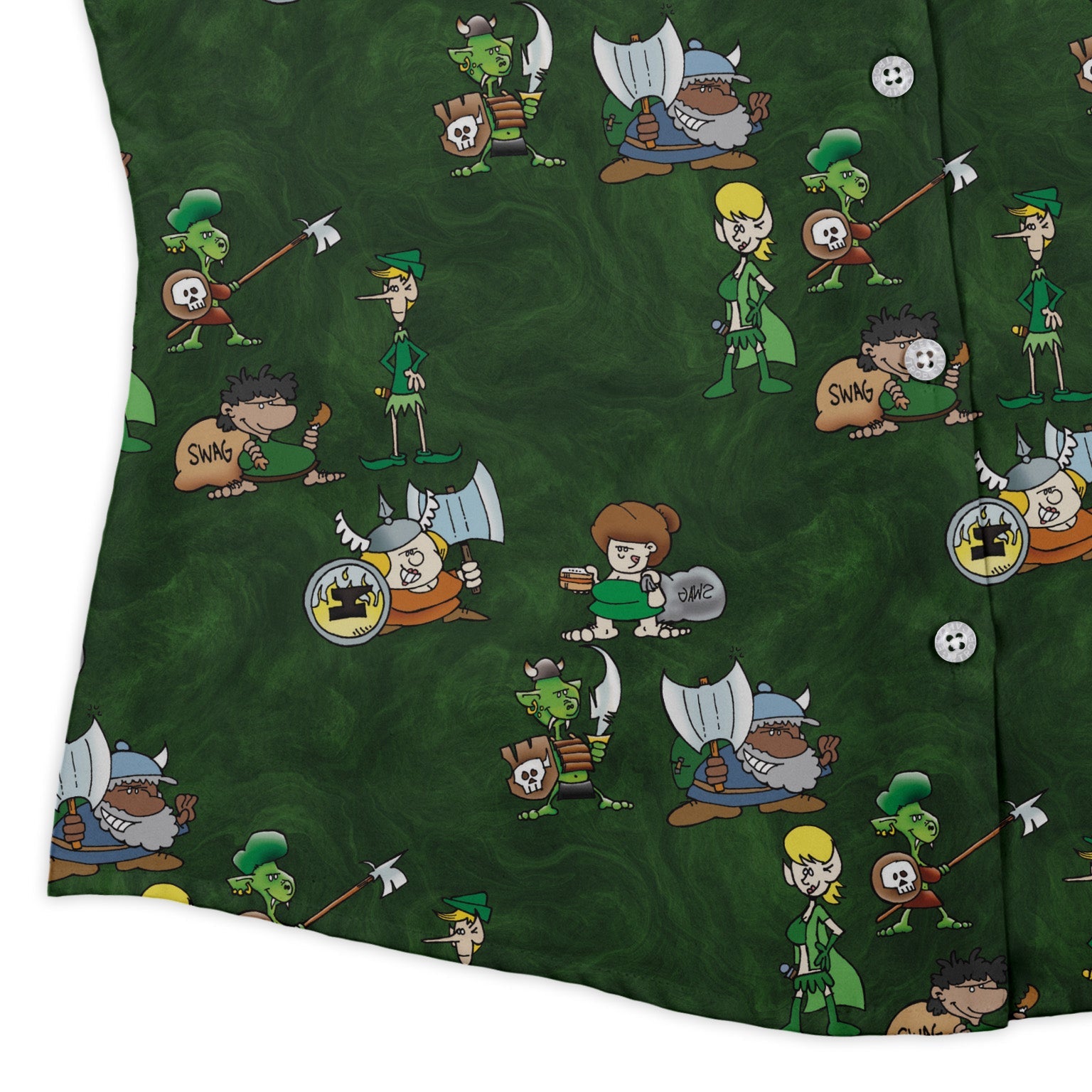 Munchkin Races Curvy Button Up Shirt Geek Nerd women