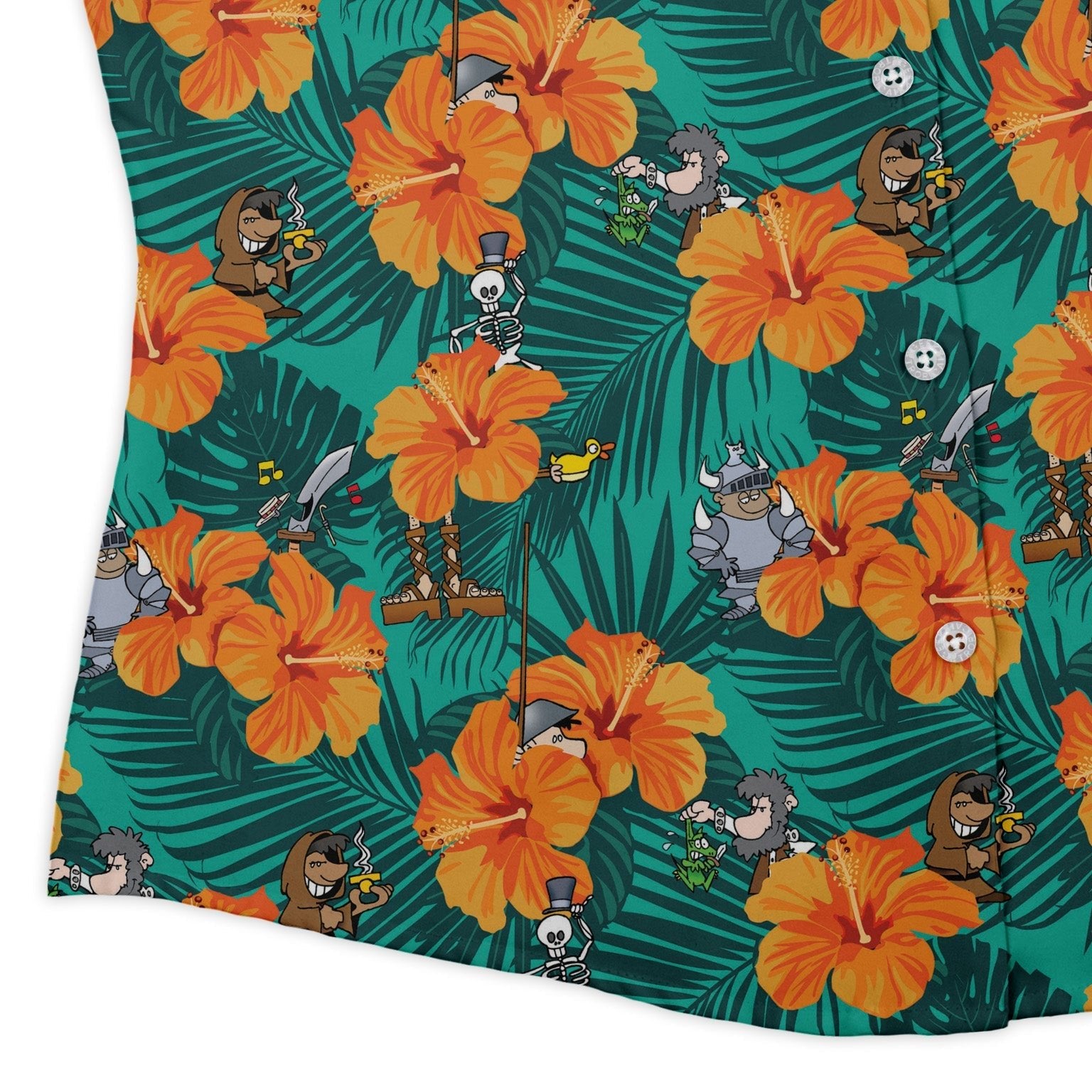 Munchkin Tropical Blossom Curvy Button Up Shirt Geek Nerd women