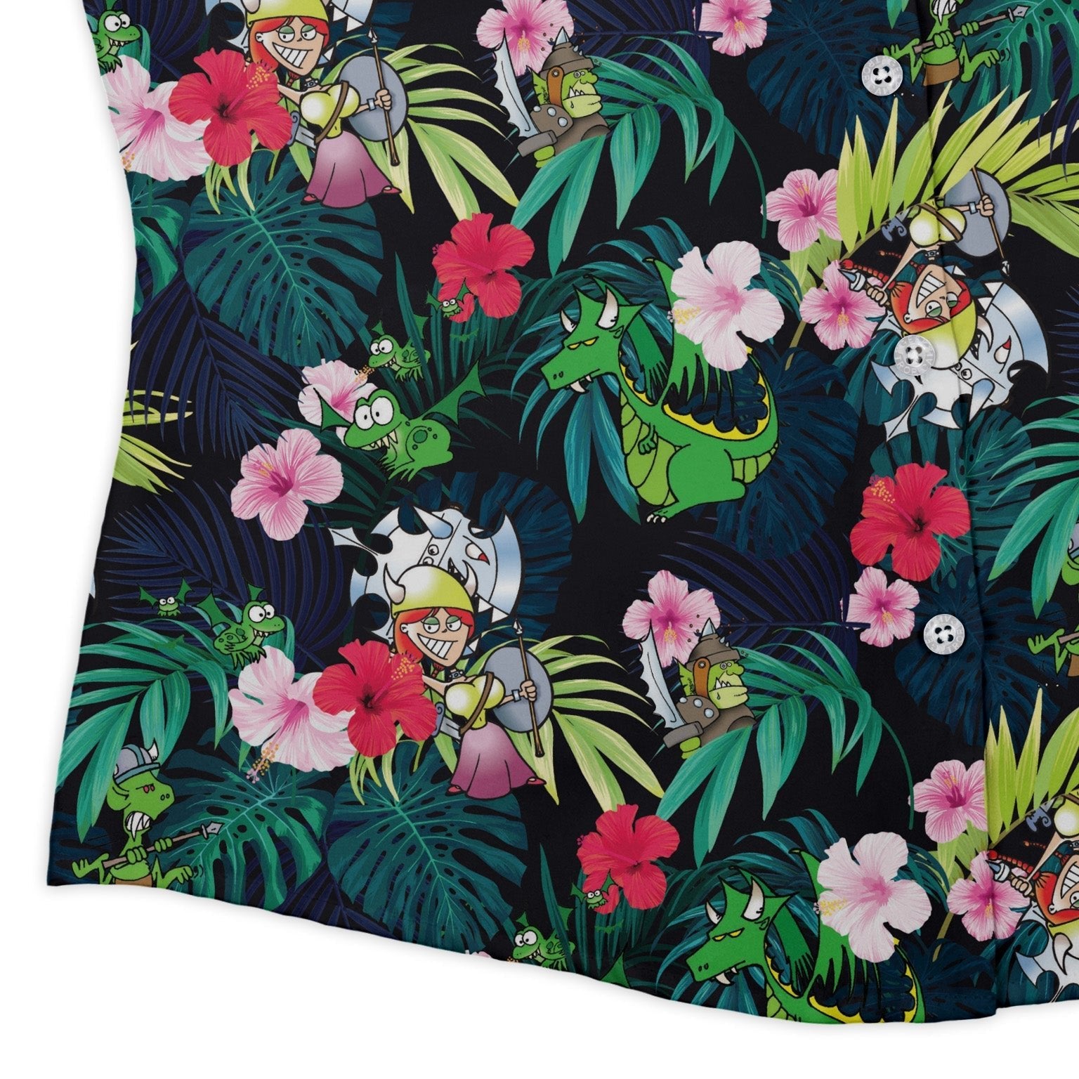 Munchkin Tropical Flower Curvy Button Up Shirt Geek Nerd women