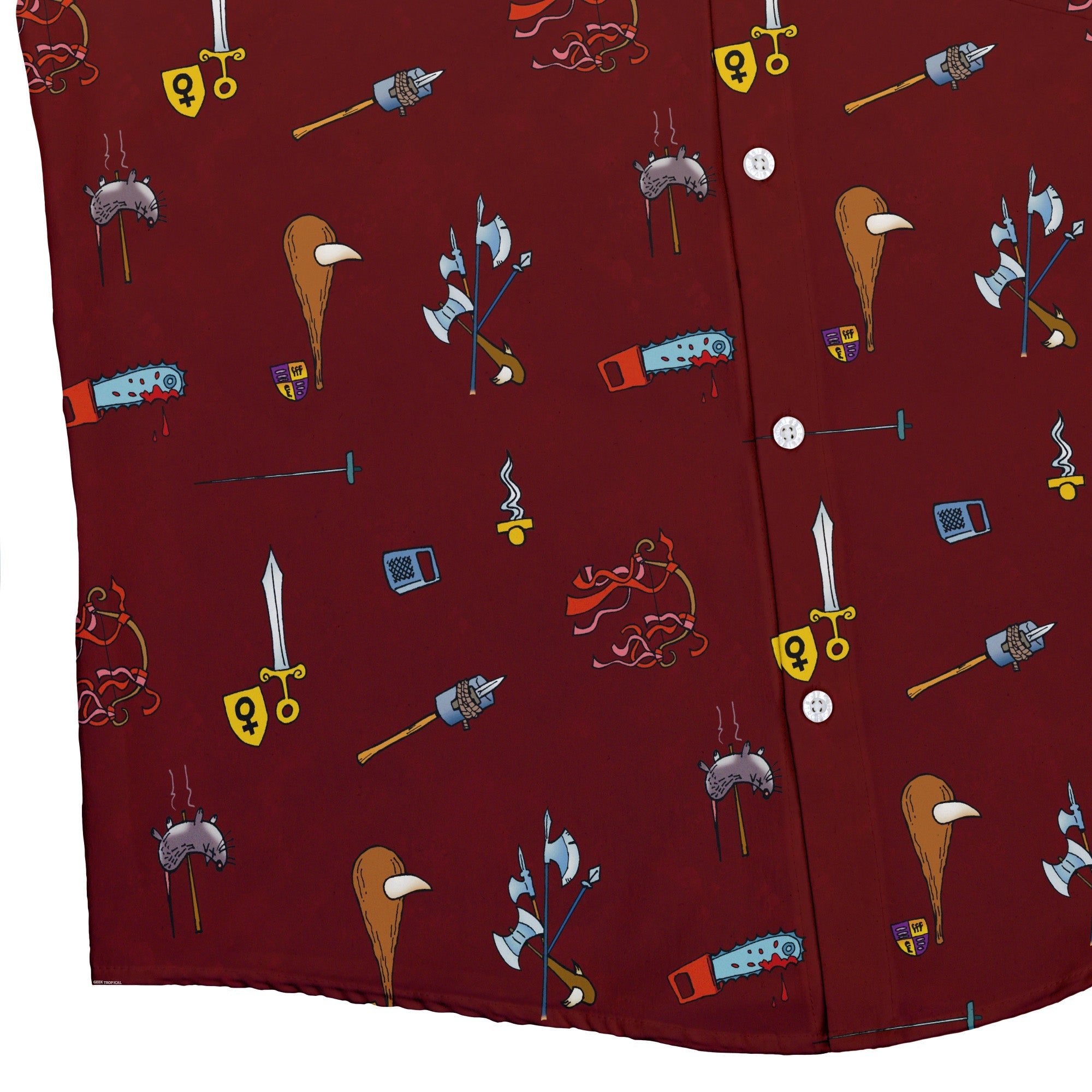Munchkin Weapons Button Up Shirt - board game print - Designs by Nathan - Munchkin print