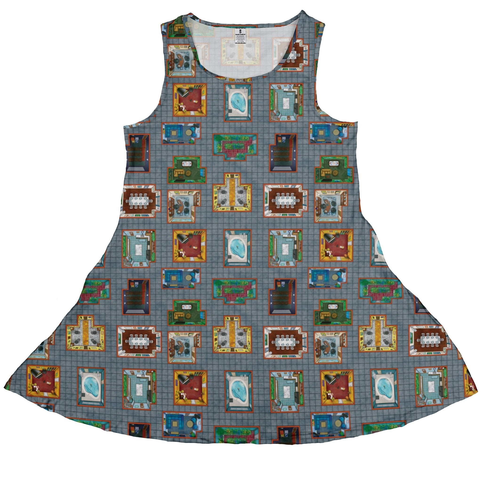 Murder Mystery Board Game Dress Geek Nerd board game print Designs by Nathan lx - C
