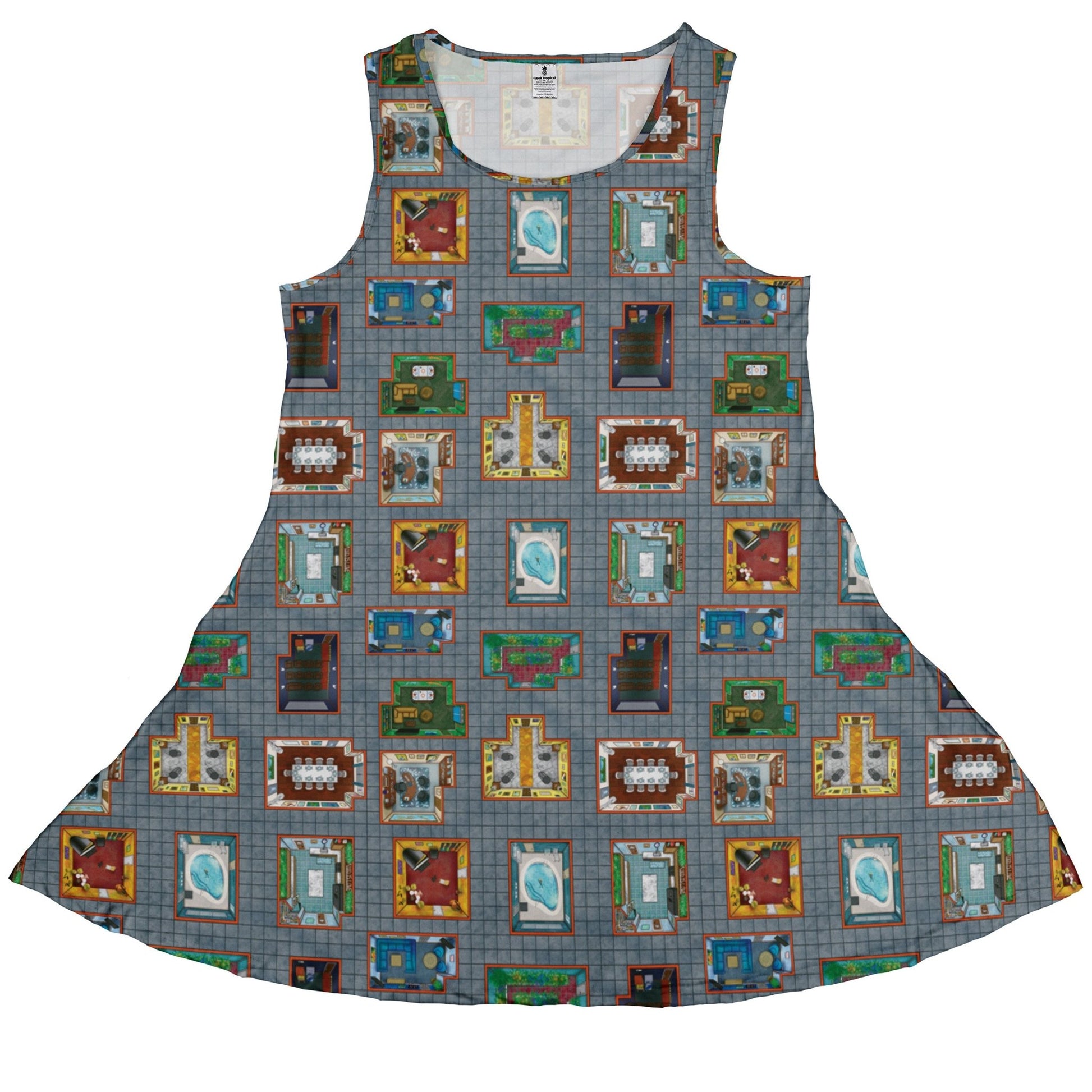 Murder Mystery Board Game Dress Geek Nerd board game print Designs by Nathan lx - C
