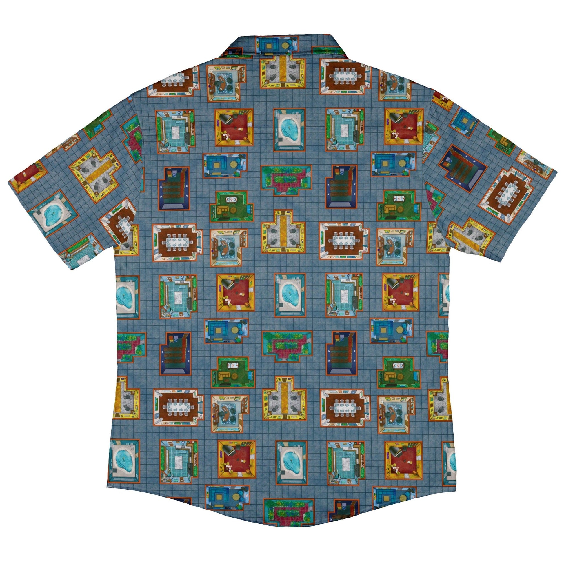 Murder Mystery Board Game Button Up Shirt - adult sizing - board game print - Designs by Nathan