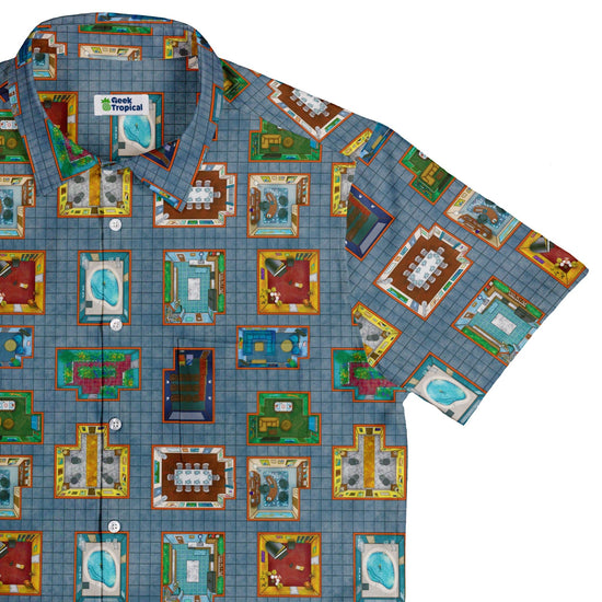 Murder Mystery Board Game Button Up Shirt - adult sizing - board game print - Designs by Nathan