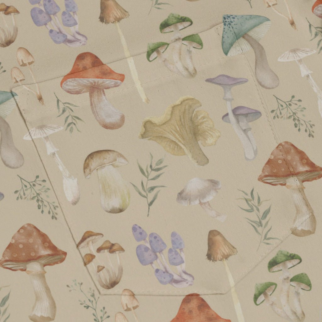 Mushroom Watercolor Long Sleeve Button Up Shirt Geek Nerd adult sizing Botany Print FLOW DESC WRITING