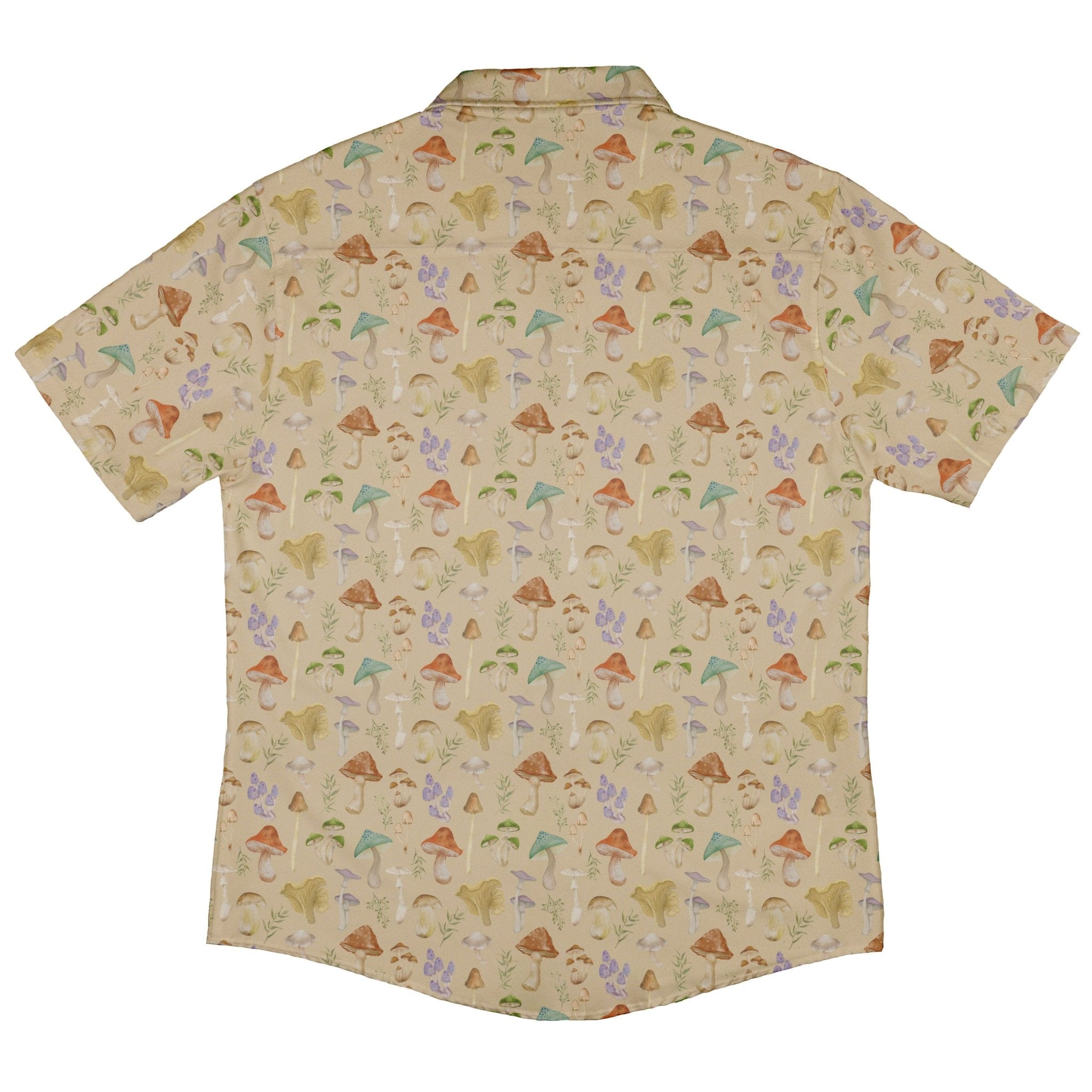 Mushroom Watercolor Button Up Shirt - adult sizing - Botany Print -