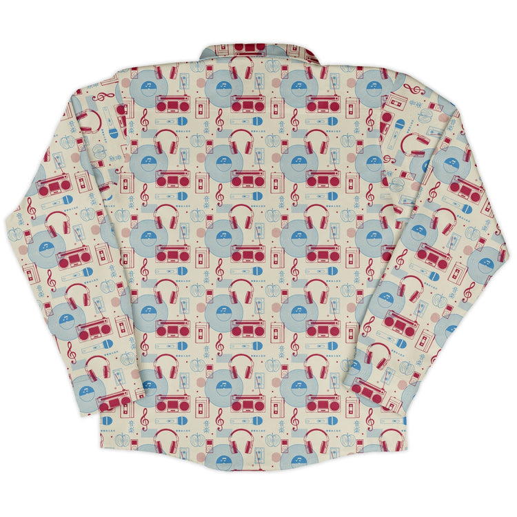 Music Paraphernalia Long Sleeve Button Up Shirt Geek Nerd 0925 adult sizing All Adult Button Up Shirts
