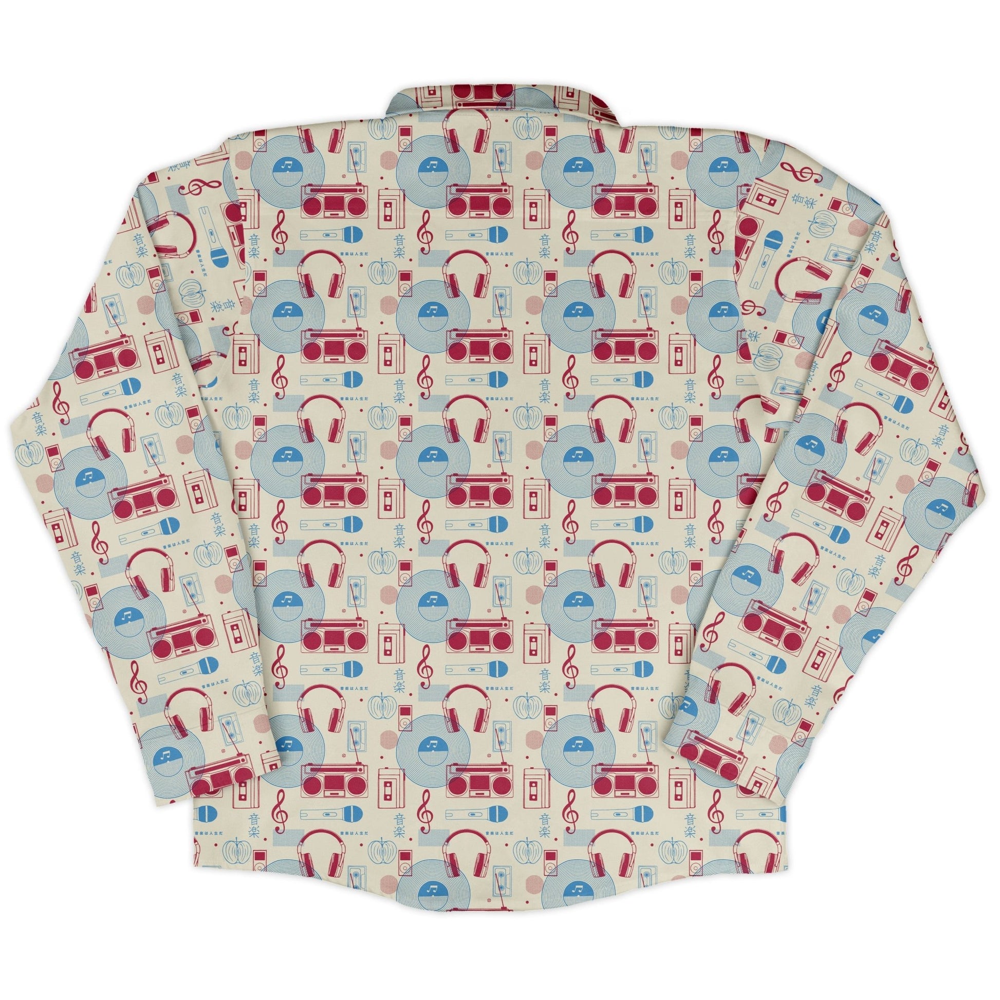 Music Paraphernalia Long Sleeve Button Up Shirt Geek Nerd 0925 adult sizing All Adult Button Up Shirts