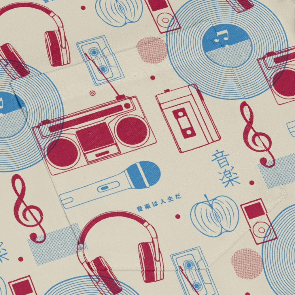 Music Paraphernalia Long Sleeve Button Up Shirt Geek Nerd 0925 adult sizing All Adult Button Up Shirts