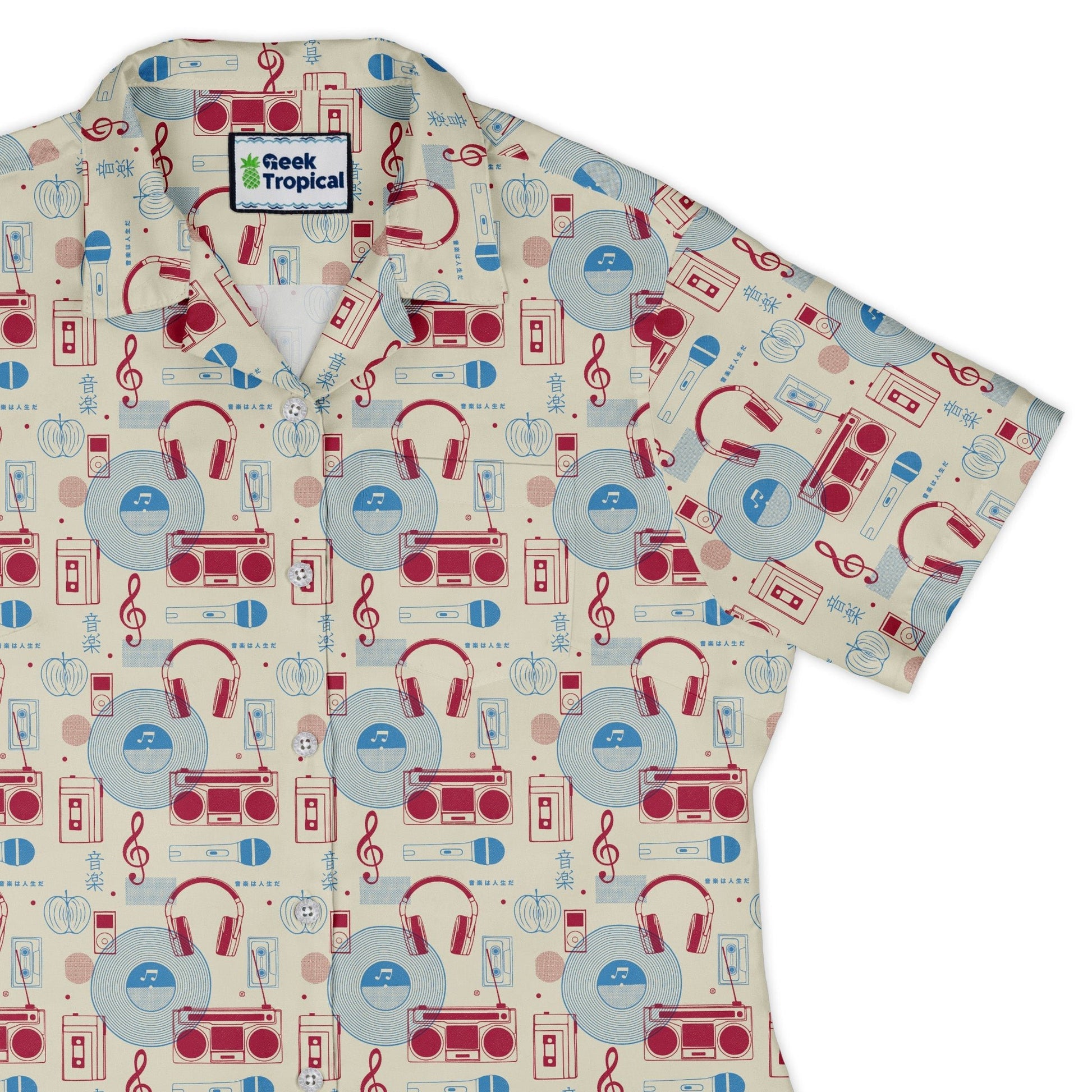 Music Paraphernalia Curvy Button Up Shirt Geek Nerd 0925 All Adult Button Up Shirts Design by Tobe Fonseca