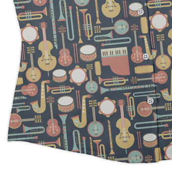 Musical Instruments Curvy Button Up Shirt Geek Nerd music print women