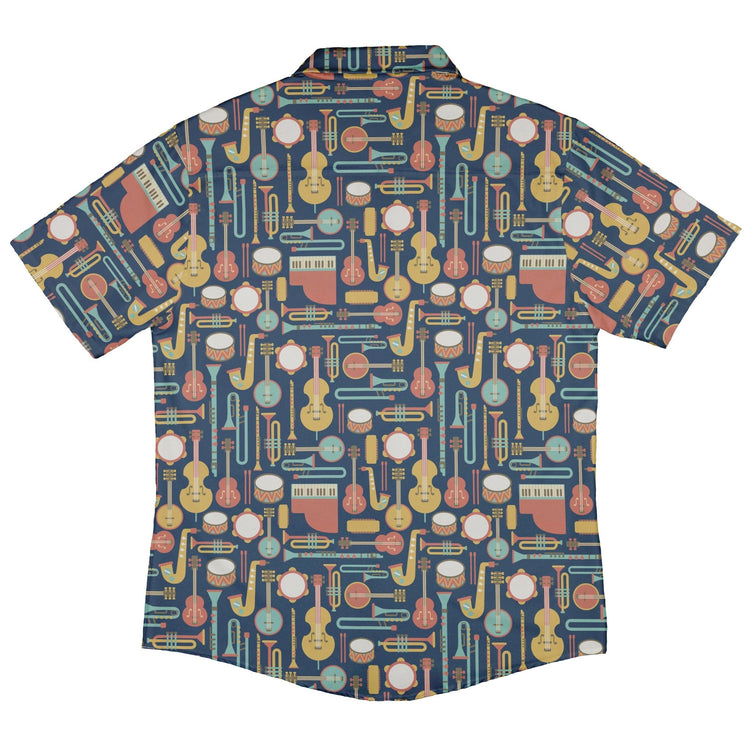 Musical Instruments Button Up Shirt - adult sizing - music print -