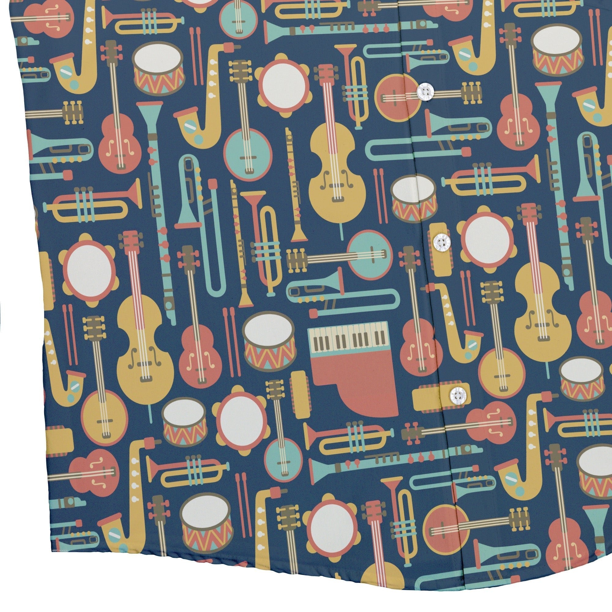 Musical Instruments Button Up Shirt - adult sizing - music print -