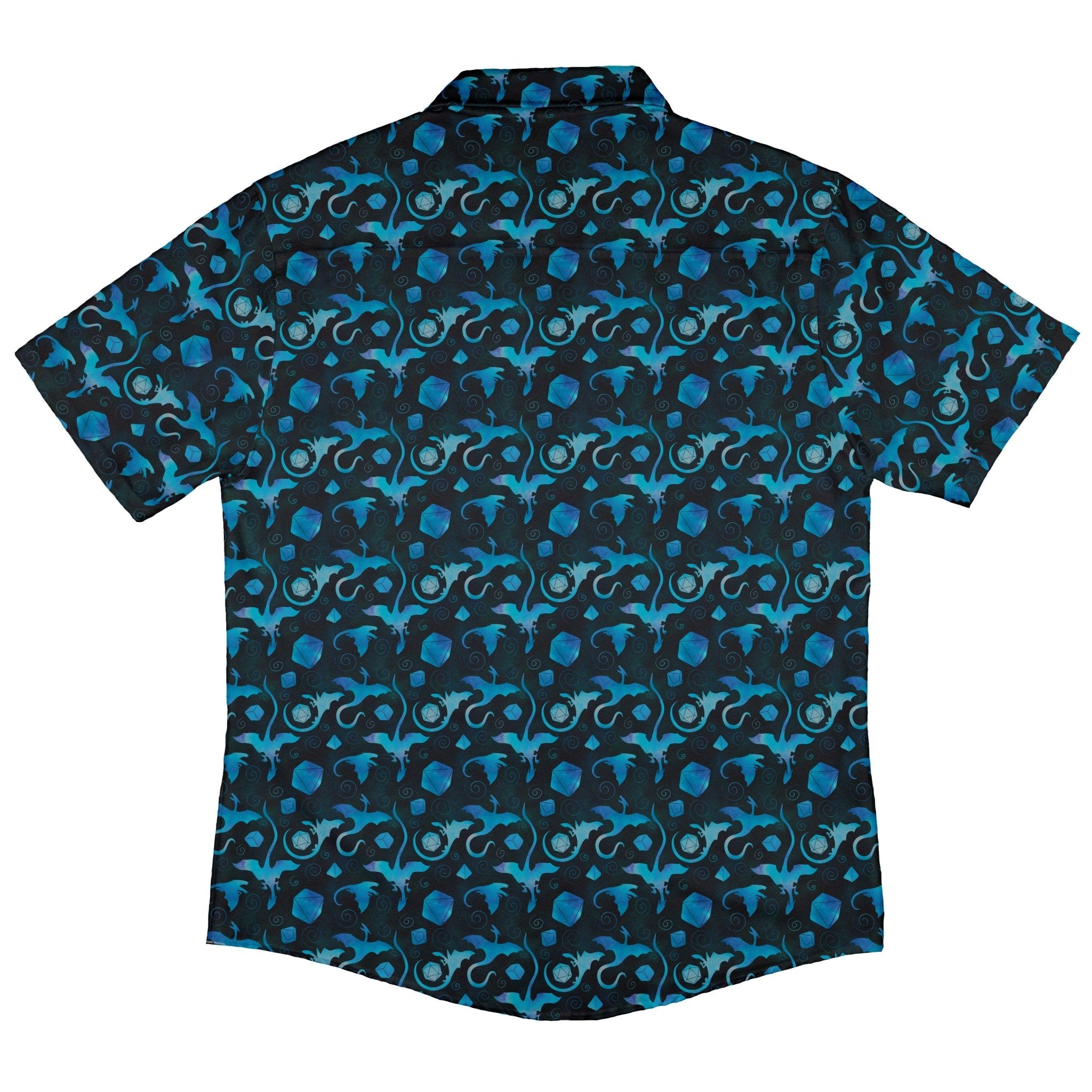 Dnd Mystic Blue Dragons Button Up Shirt - adult sizing - Designs by Nathan - dnd & rpg print