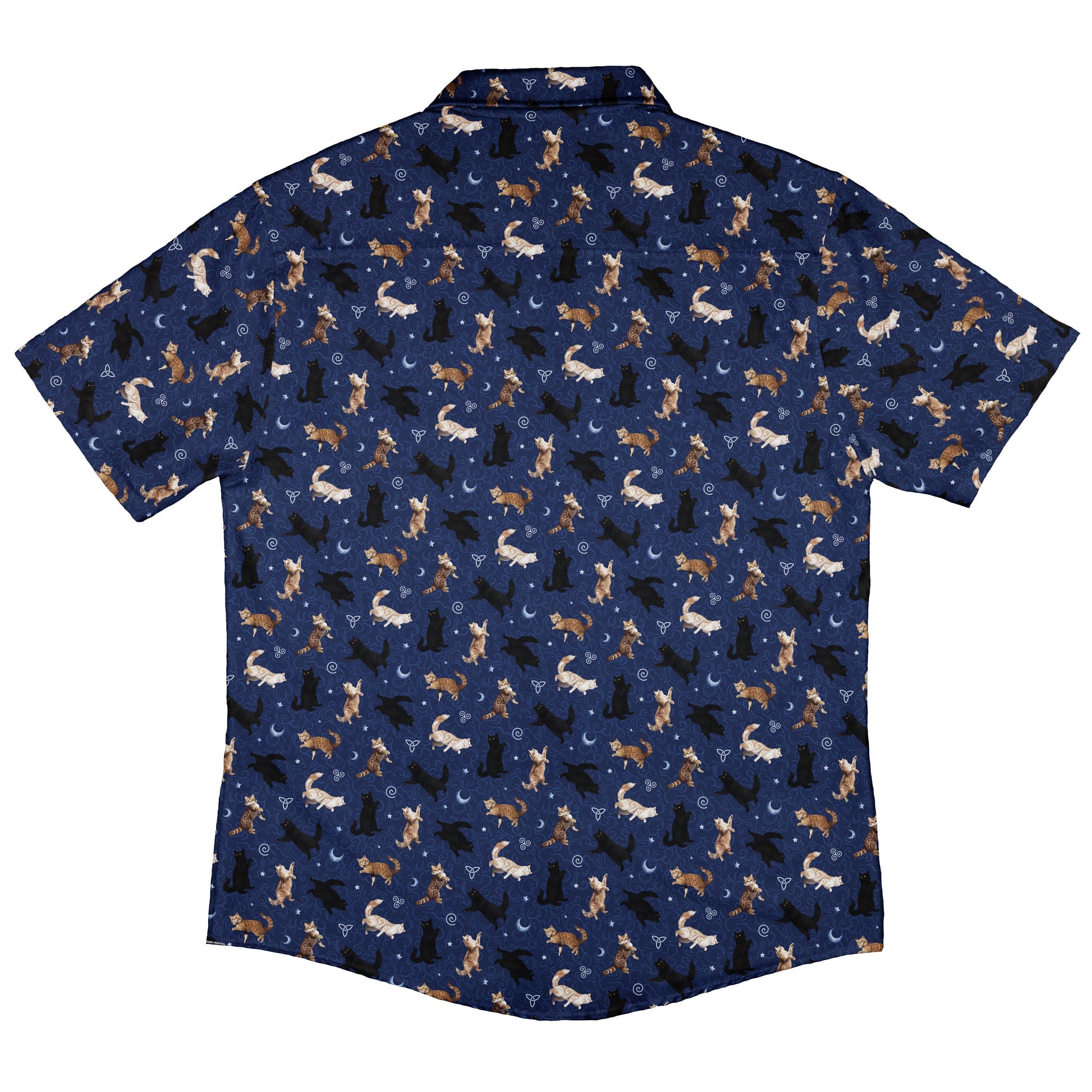 Mystic Cloud Cats Blue Button Up Shirt Back