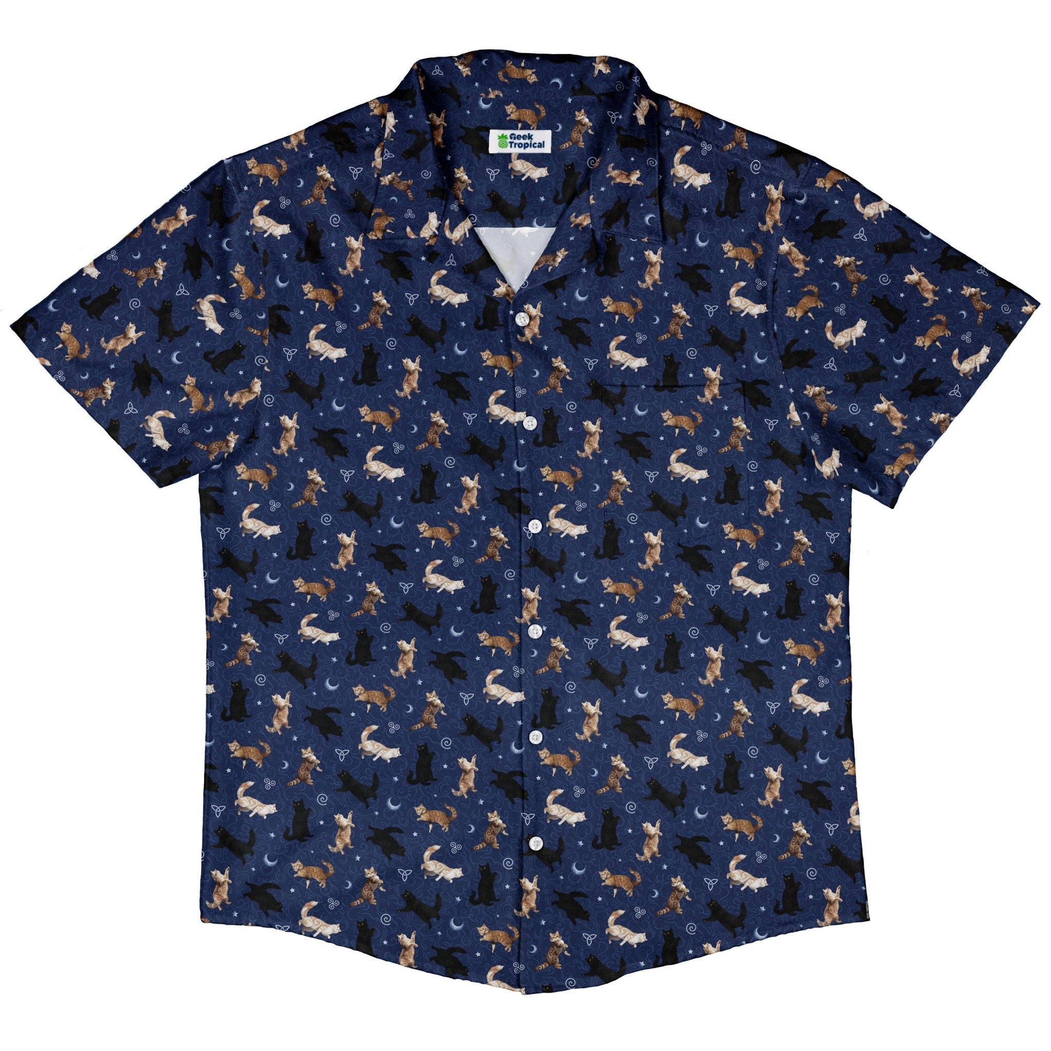 Mystic Cloud Cats Blue Button Up Shirt 5
