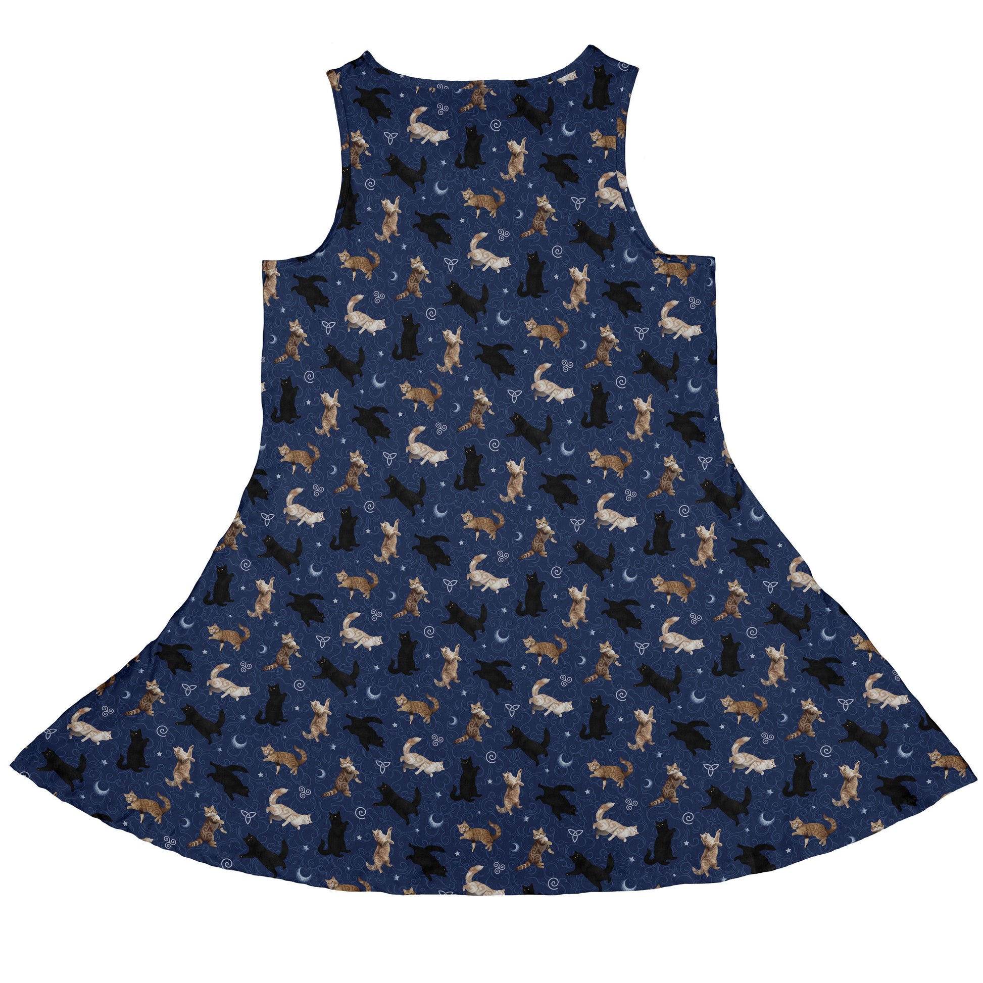 Mystic Cloud Cats Blue Sleeveless Dress back