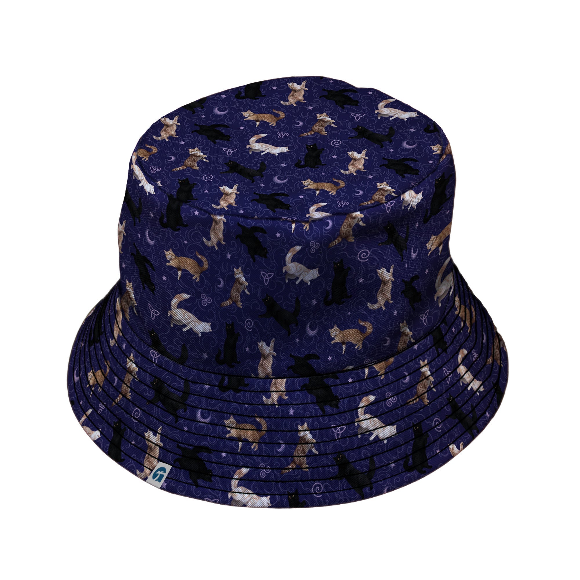 Mystic Cloud Cats Purple Bucket Hat Black Stitching