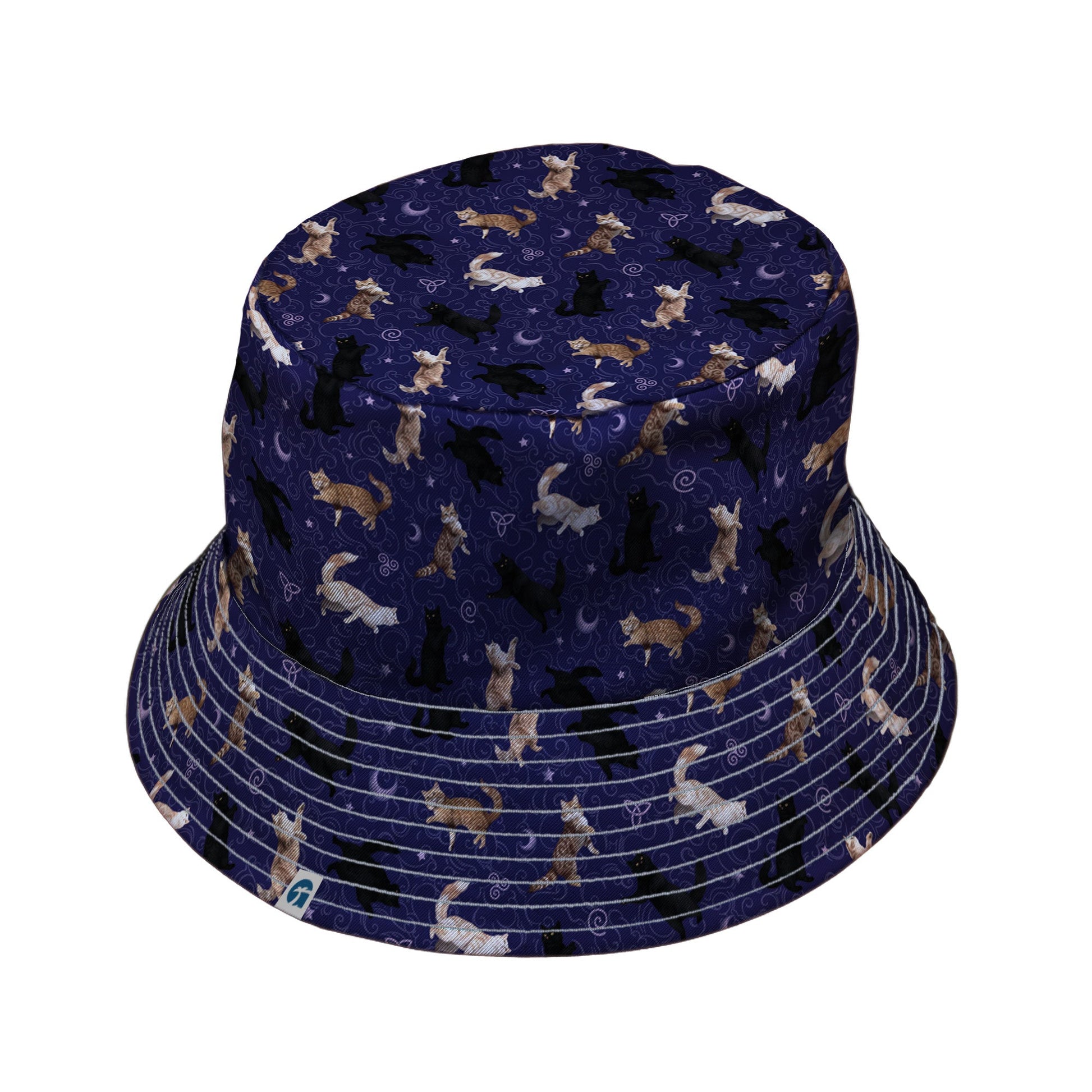 Mystic Cloud Cats Purple Bucket Hat Gray Stitching