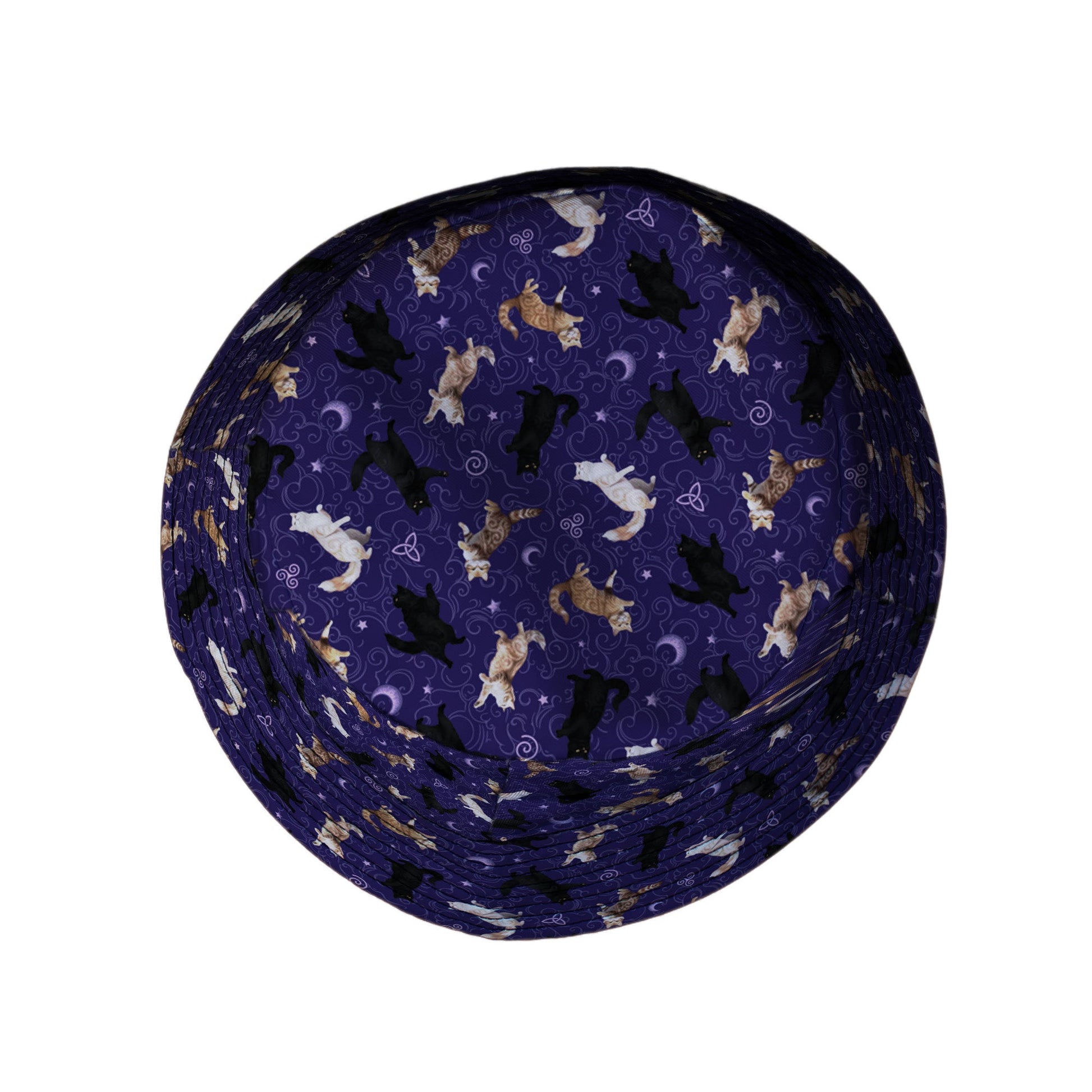 Mystic Cloud Cats Purple Bucket Hat Top View
