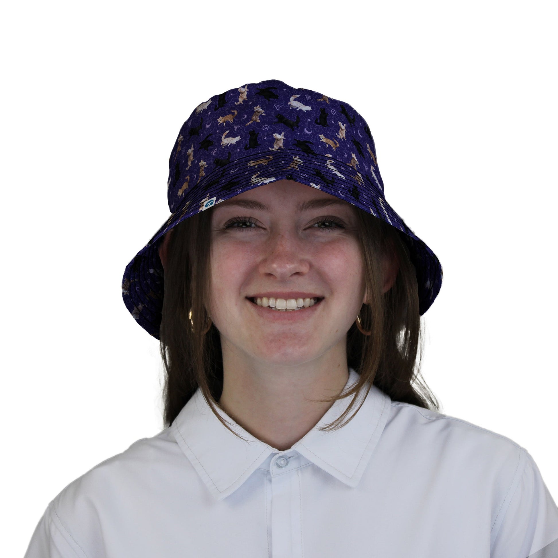 Mystic Cloud Cats Purple Bucket Hat Woman