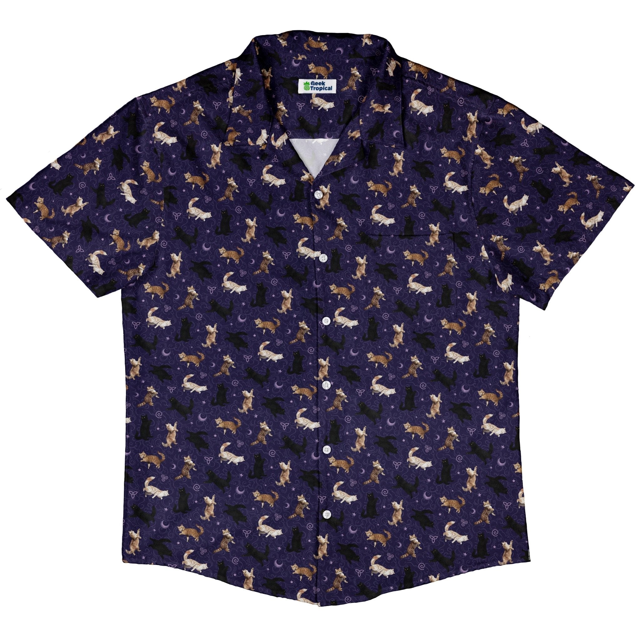 Mystic Cloud Cats Purple Button Up Shirt 5