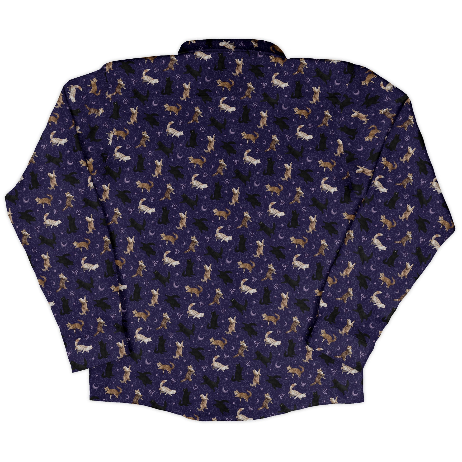 Mystic Cloud Cats Purple Long Sleeve Button Up Shirt back