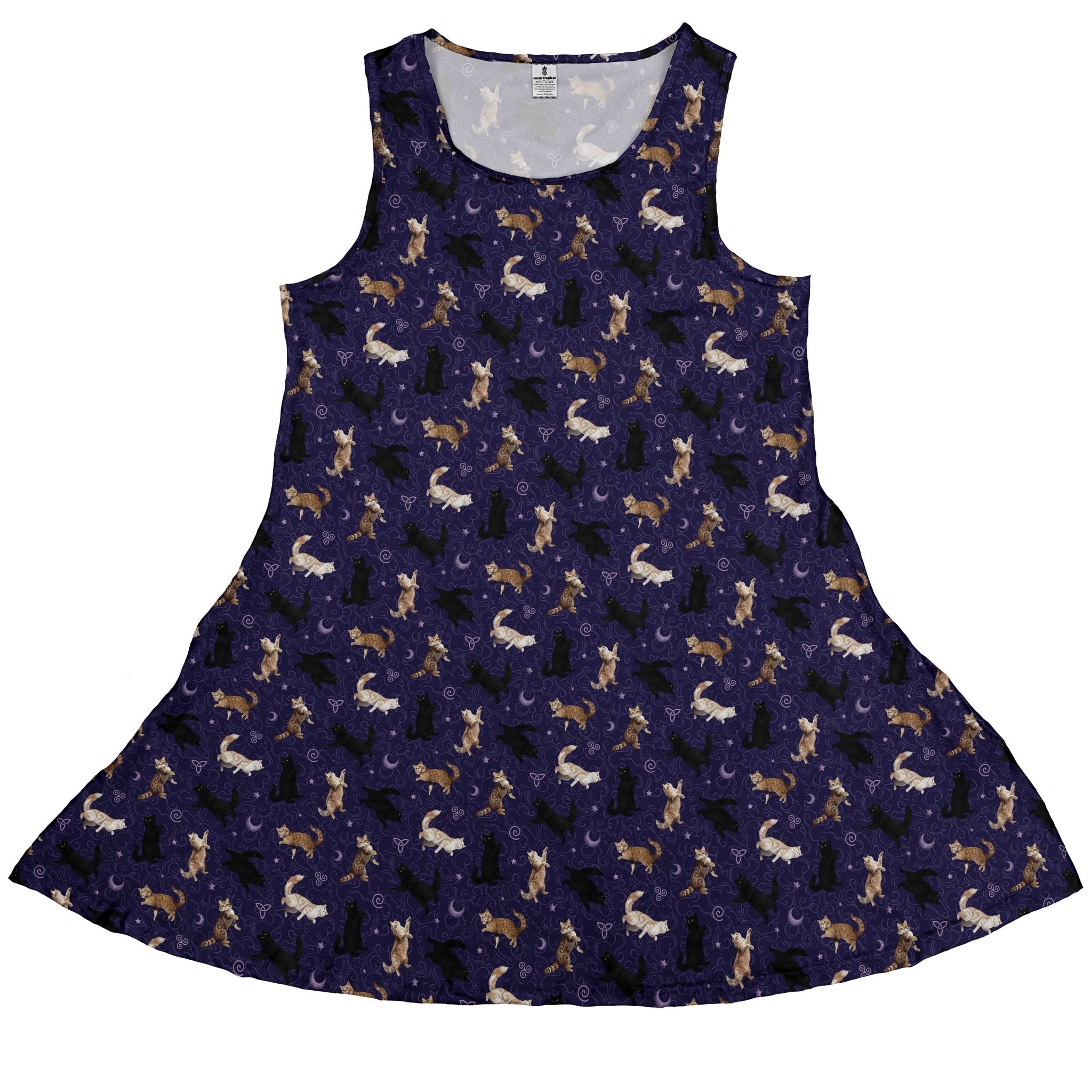 Mystic Cloud Cats Purple Sleeveless Dress 1
