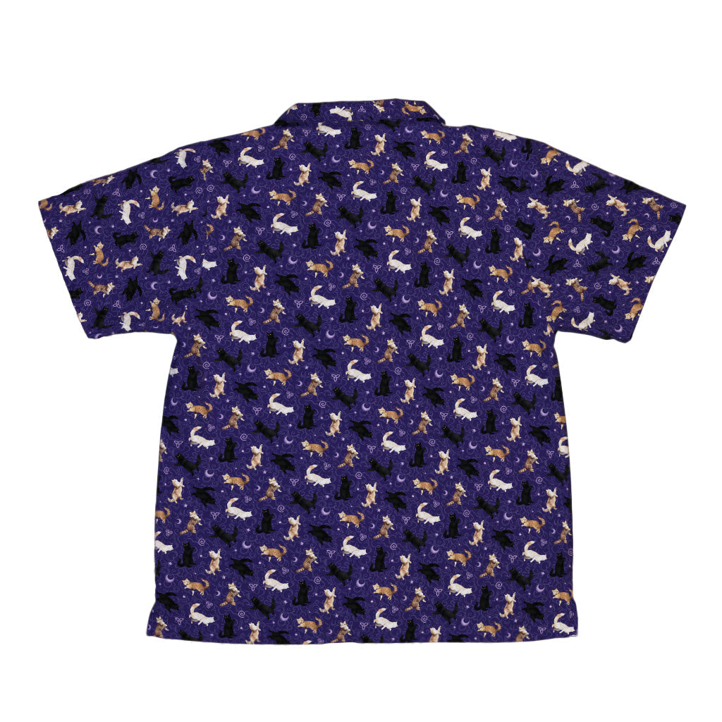Mystic Cloud Cats Purple Youth Hawaiian Shirt Back