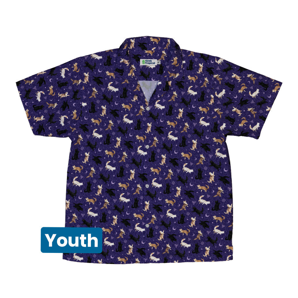 Mystic Cloud Cats Purple Youth Hawaiian Shirt Front